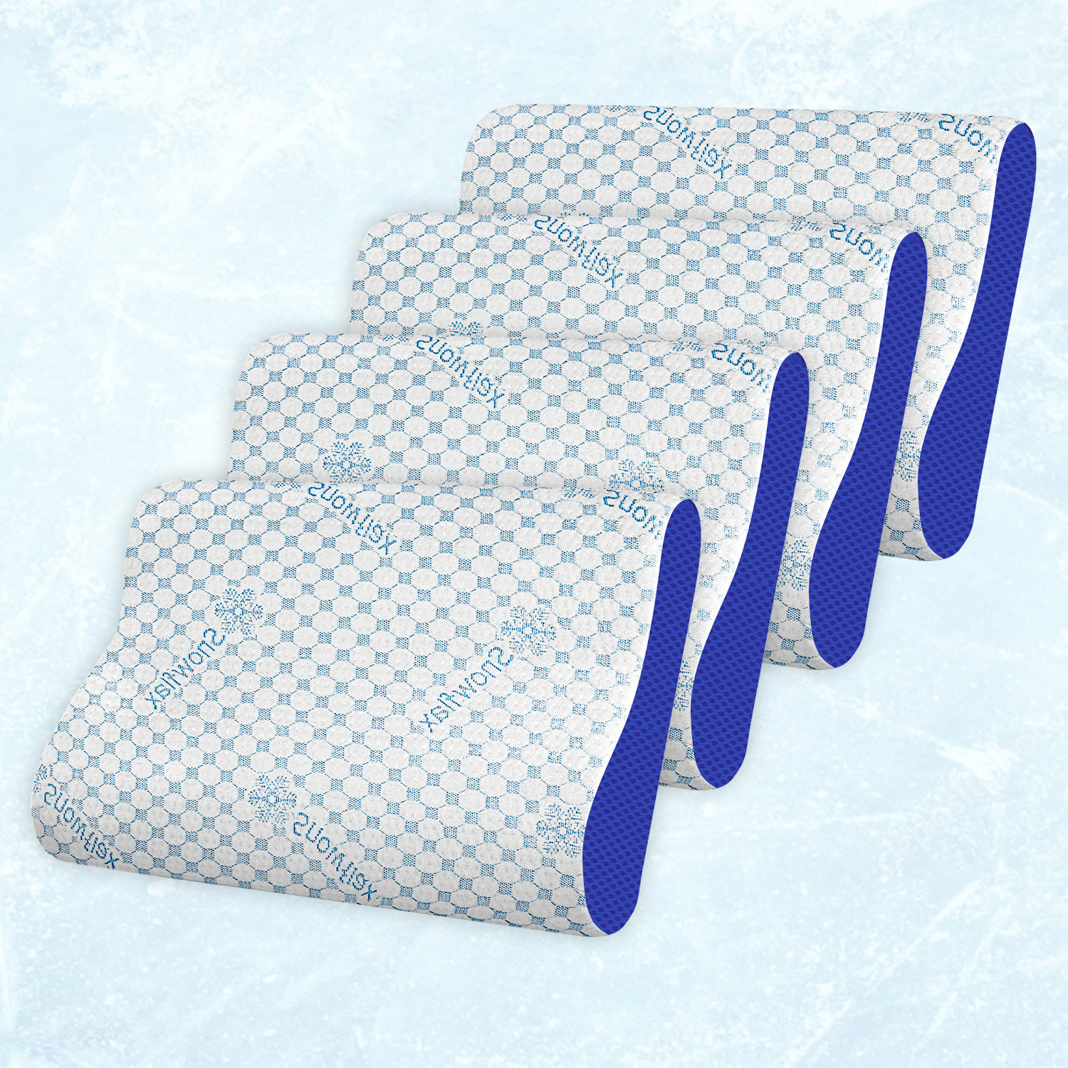 Image of AYKA Memory Foam Orthopaedic Pillow Pack of 4 Solid