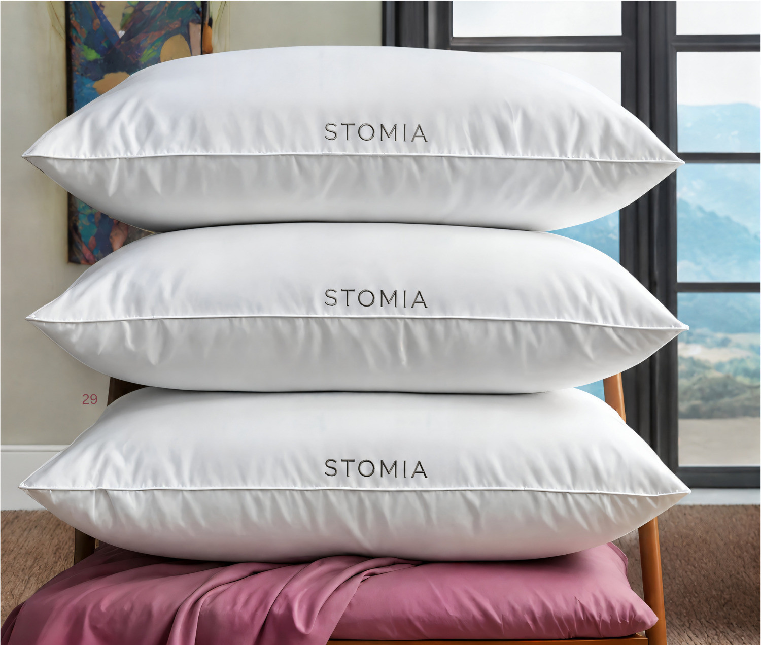 Image of STOMIA Cotton Sleeping Pillow Pack of 3 Solid STOMIA
