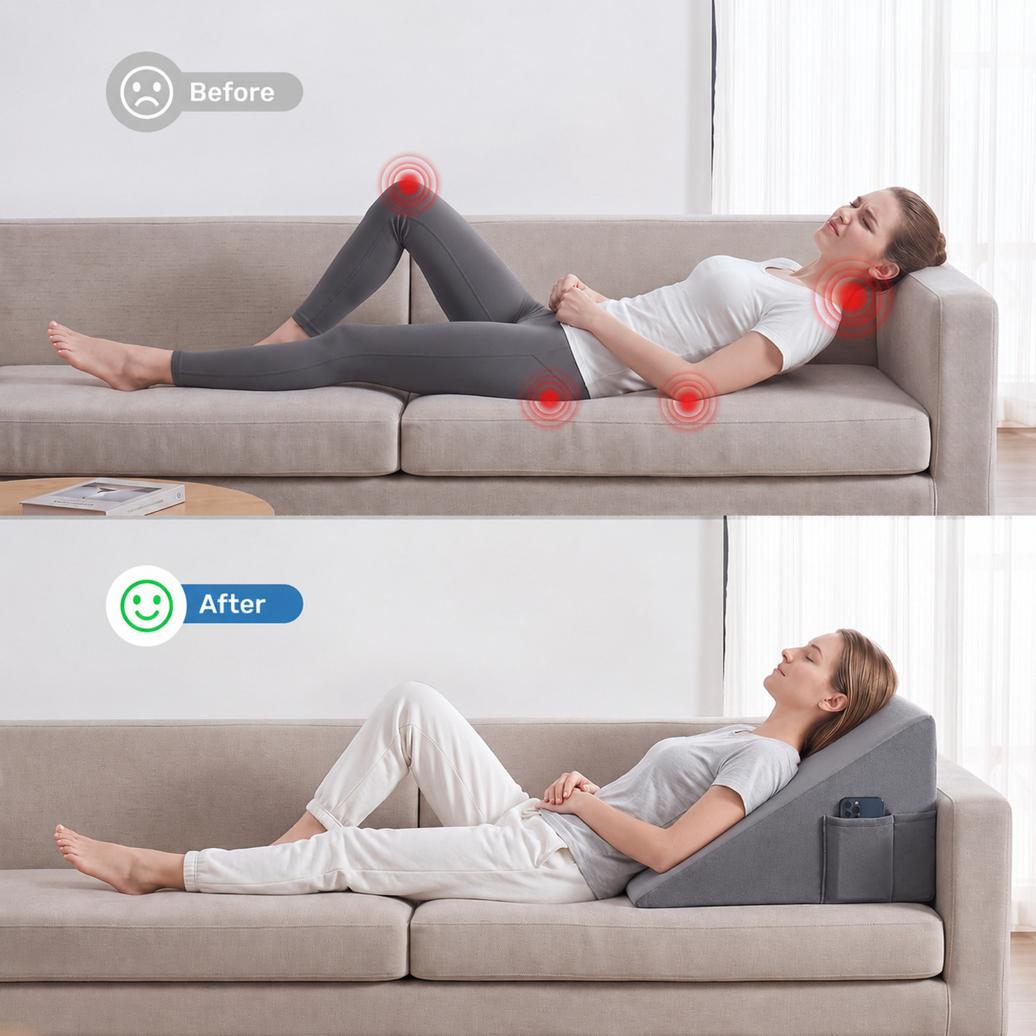 Image of HOMBOX Foam Orthopaedic Pillow Pack of 1 Solid Bed Wedge