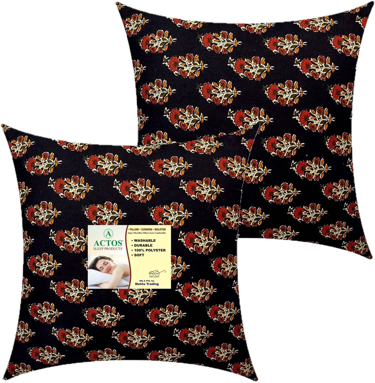 ACTOS Microfibre Cushion Pack of 2 Floral
