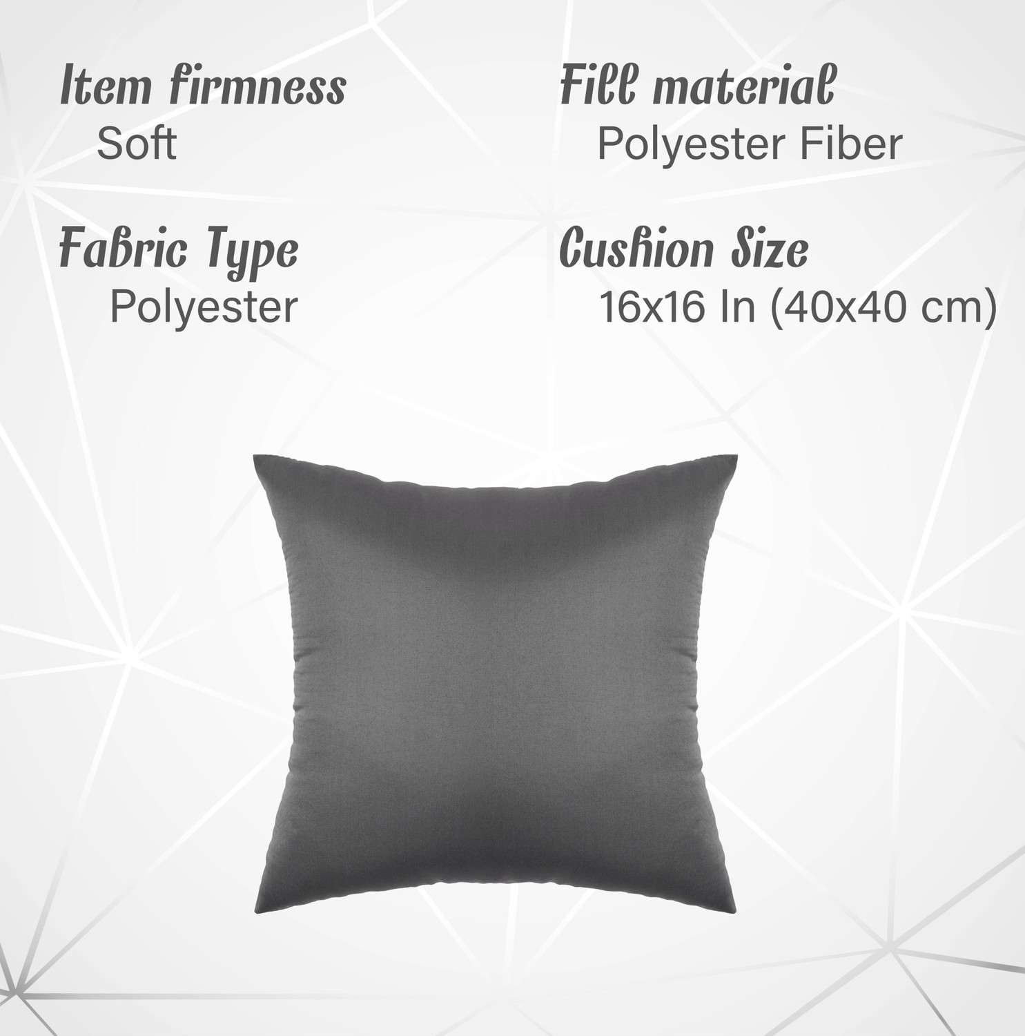 Image of VLYSIUM Polyester Fibre Cushion Pack of 3 Solid sofa pillows 40cm*40cm cushion fillers for sofa pillows (16x16 cm)