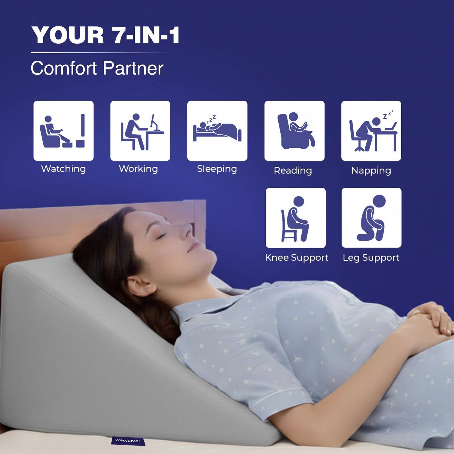 Memory Foam Orthopaedic Pillow Pack of 1 Solid Wedge Pillow For Sleeping Acid Reflux Relief Leg Elevator Pregnancy - Image 5