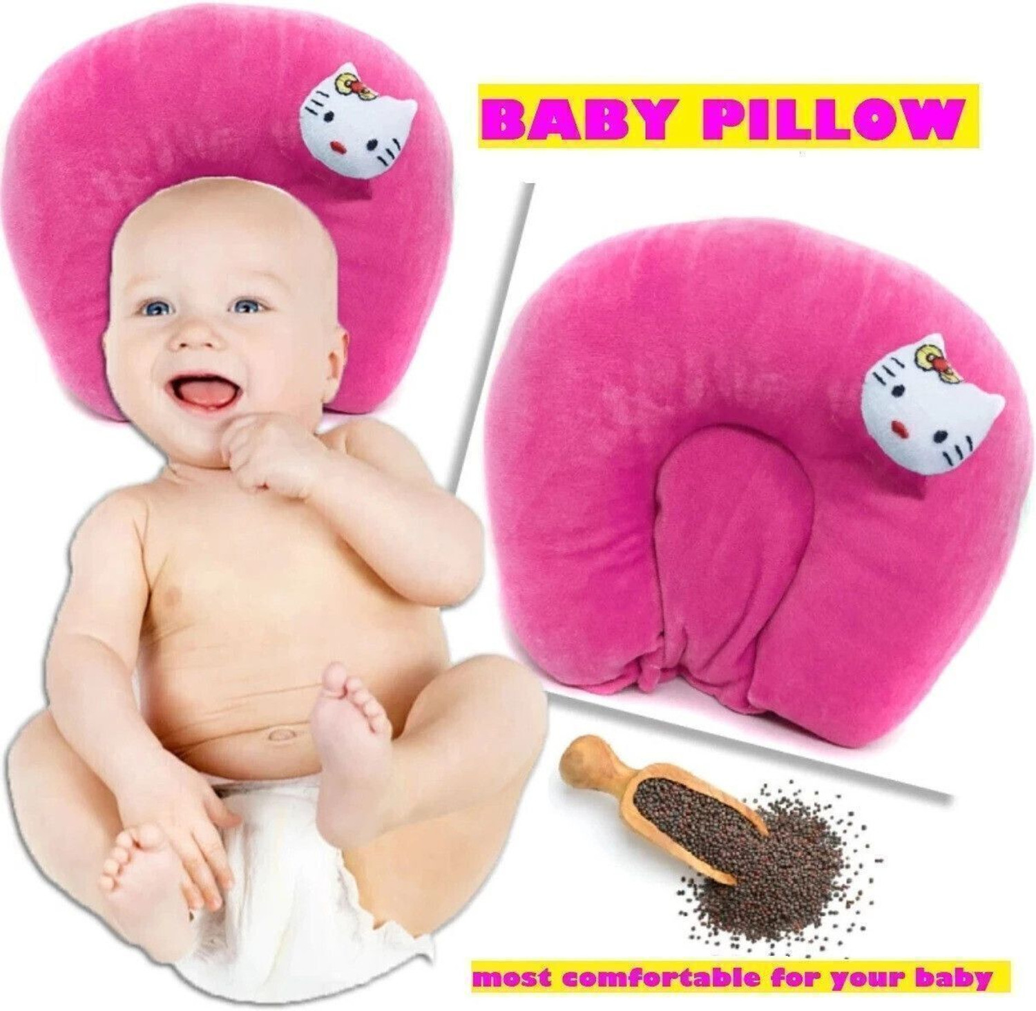 Image of Probang Mustard Seeds Baby Pillow Pack of 1 Toons & Characters Mustard Seeds Baby Pillow