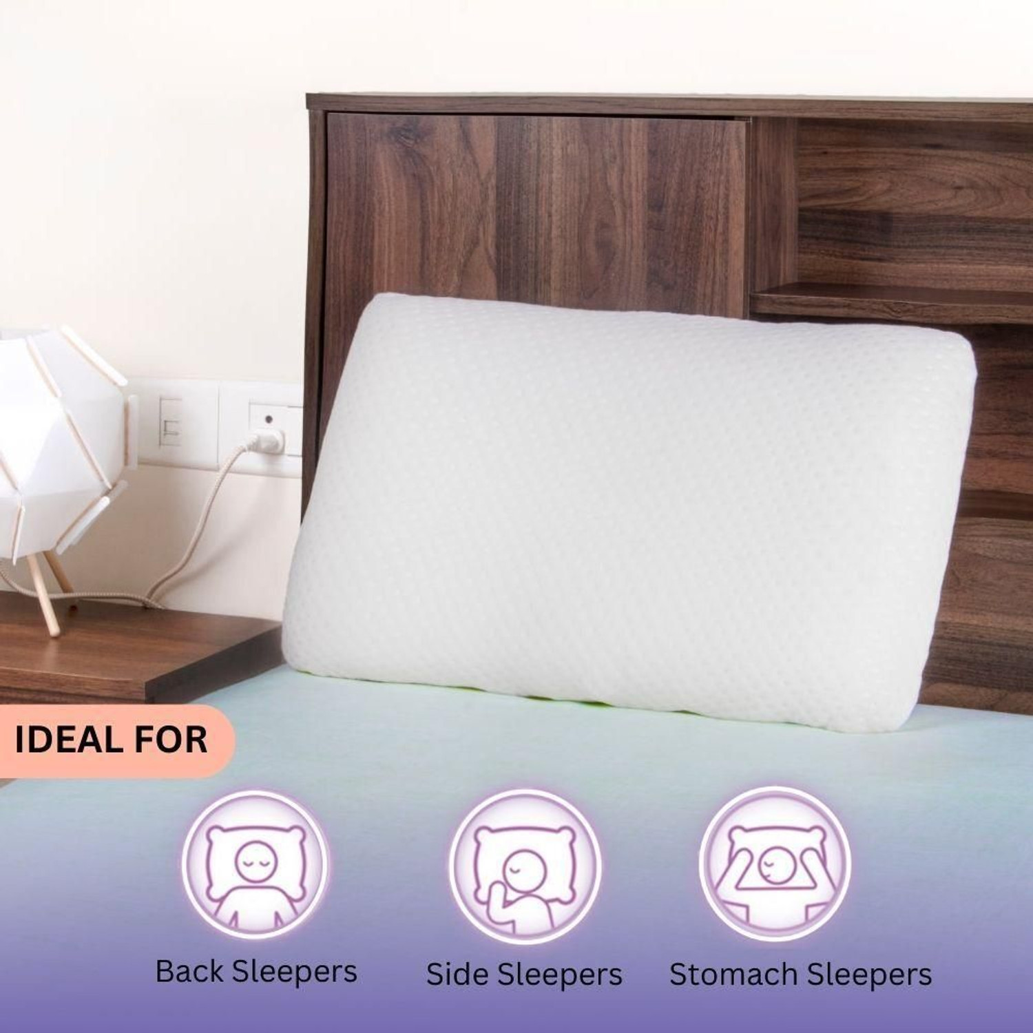 Image of Wakefit Foam Sleeping Pillow Pack of 2 Solid Super Soft