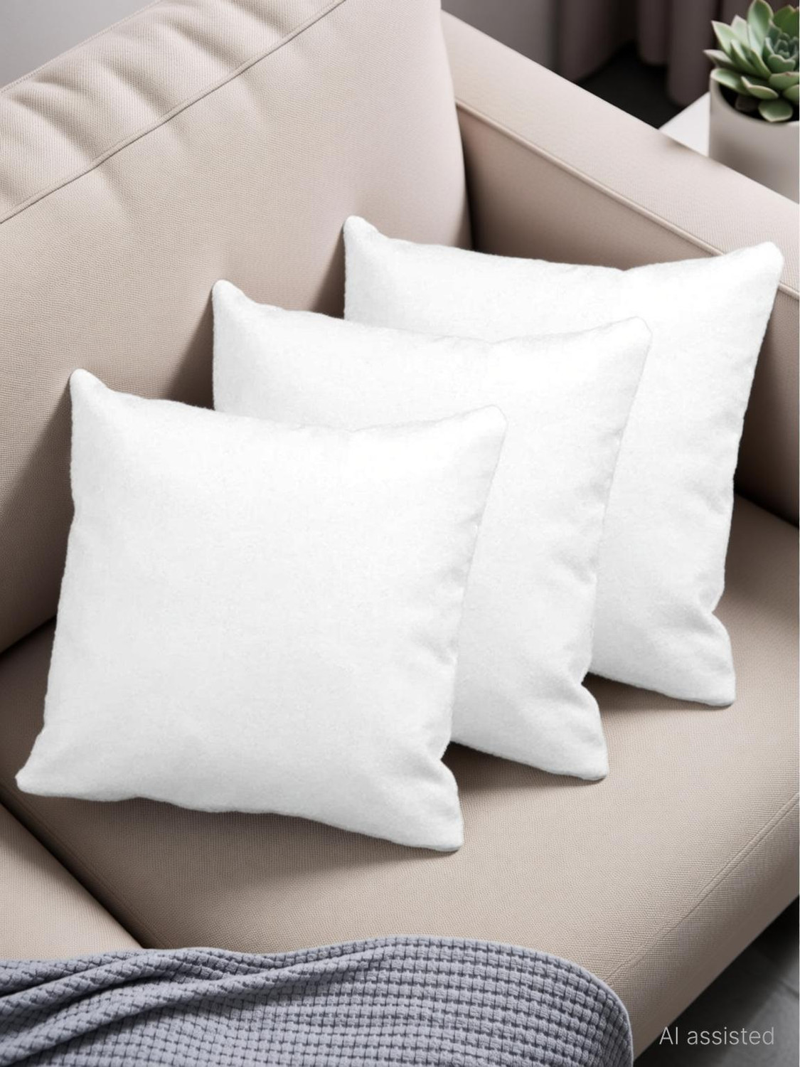 Image of VLYSIUM Polyester Fibre Cushion Pack of 5 Solid 24x24 inch big size cushion for sofa pillow set of 5 (60 cm*60 cm)