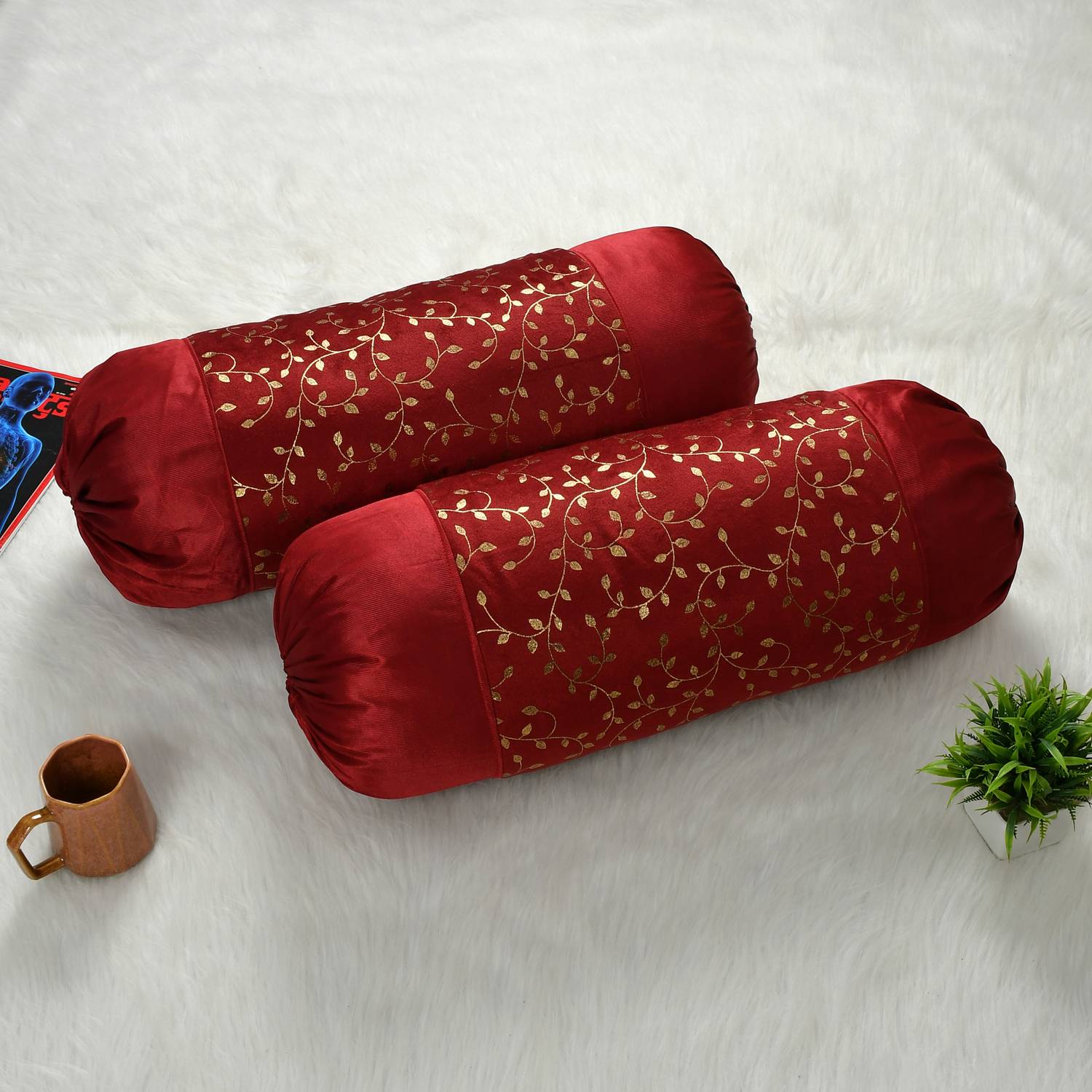 balko Microfibre Bolster Pack of 2 Floral