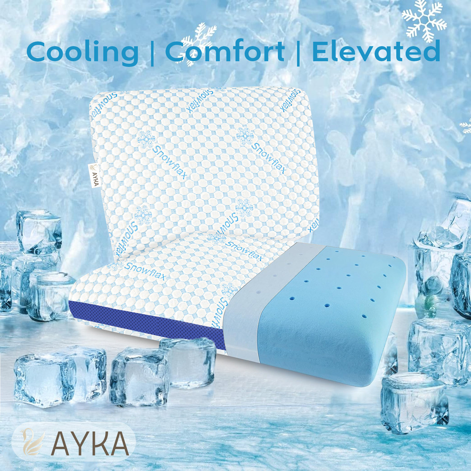 Image of AYKA Memory Foam Orthopaedic Pillow Pack of 1 Solid
