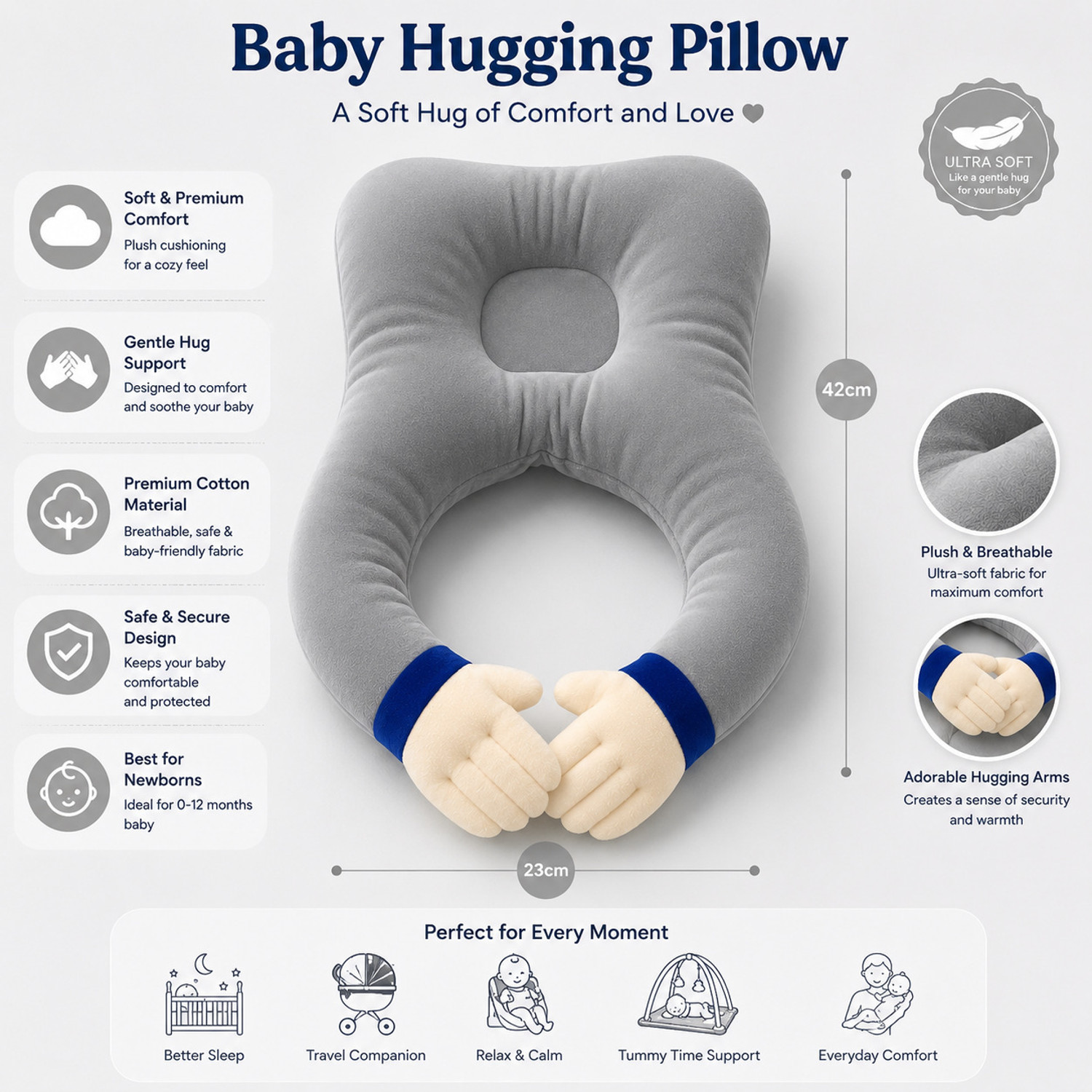 Image of MAHADEV STORE Foam, Memory Foam Baby Pillow Pack of 1 Solid BABY SLEEPING PILLOW