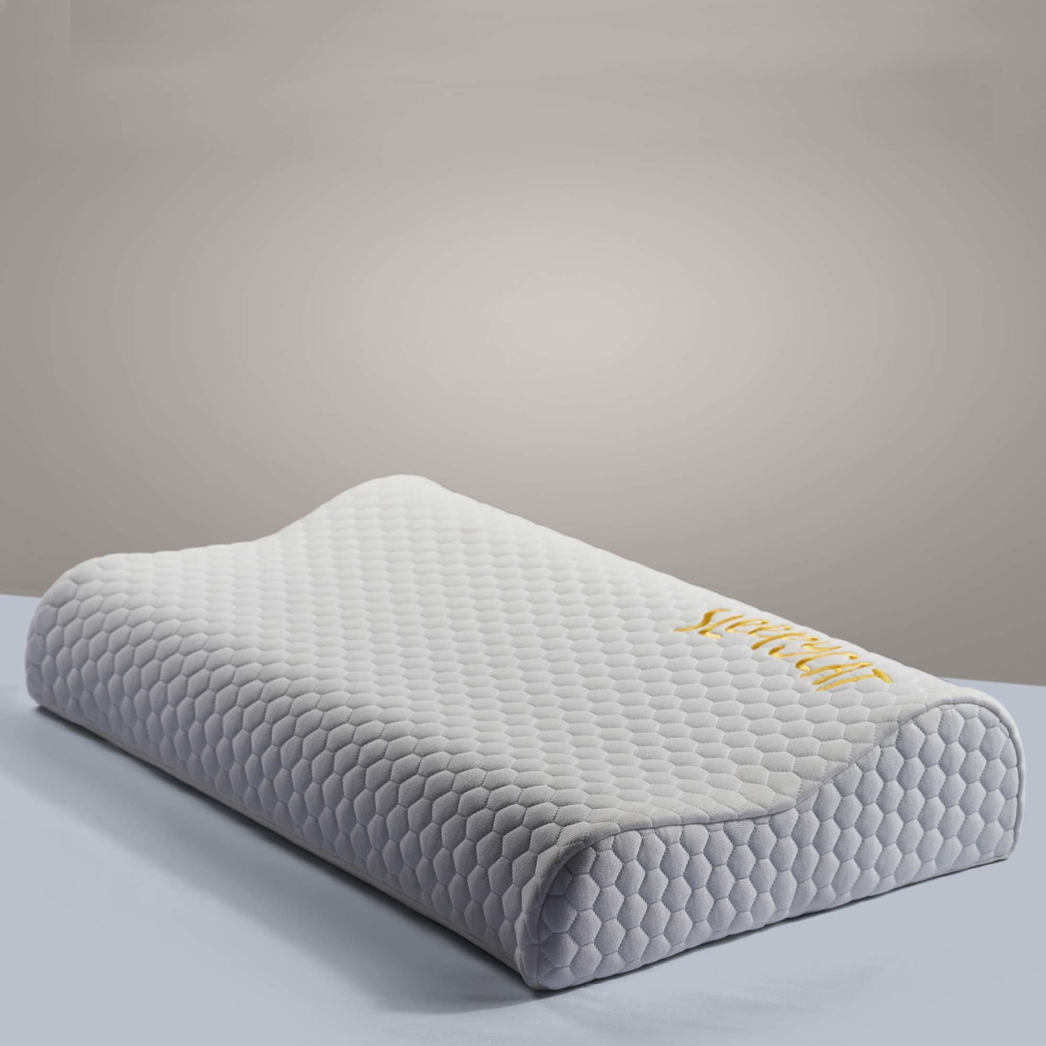 Image of SleepyCat Memory Foam Orthopaedic Pillow Pack of 1 Solid Contour Bamboo Fabric