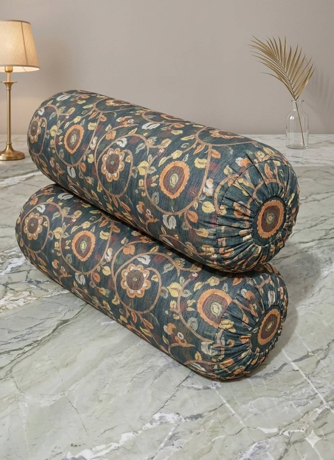 Decor Polyester Fibre Bolster Pack of 2 Solid REAL SOFT FIBRE BOL...mo