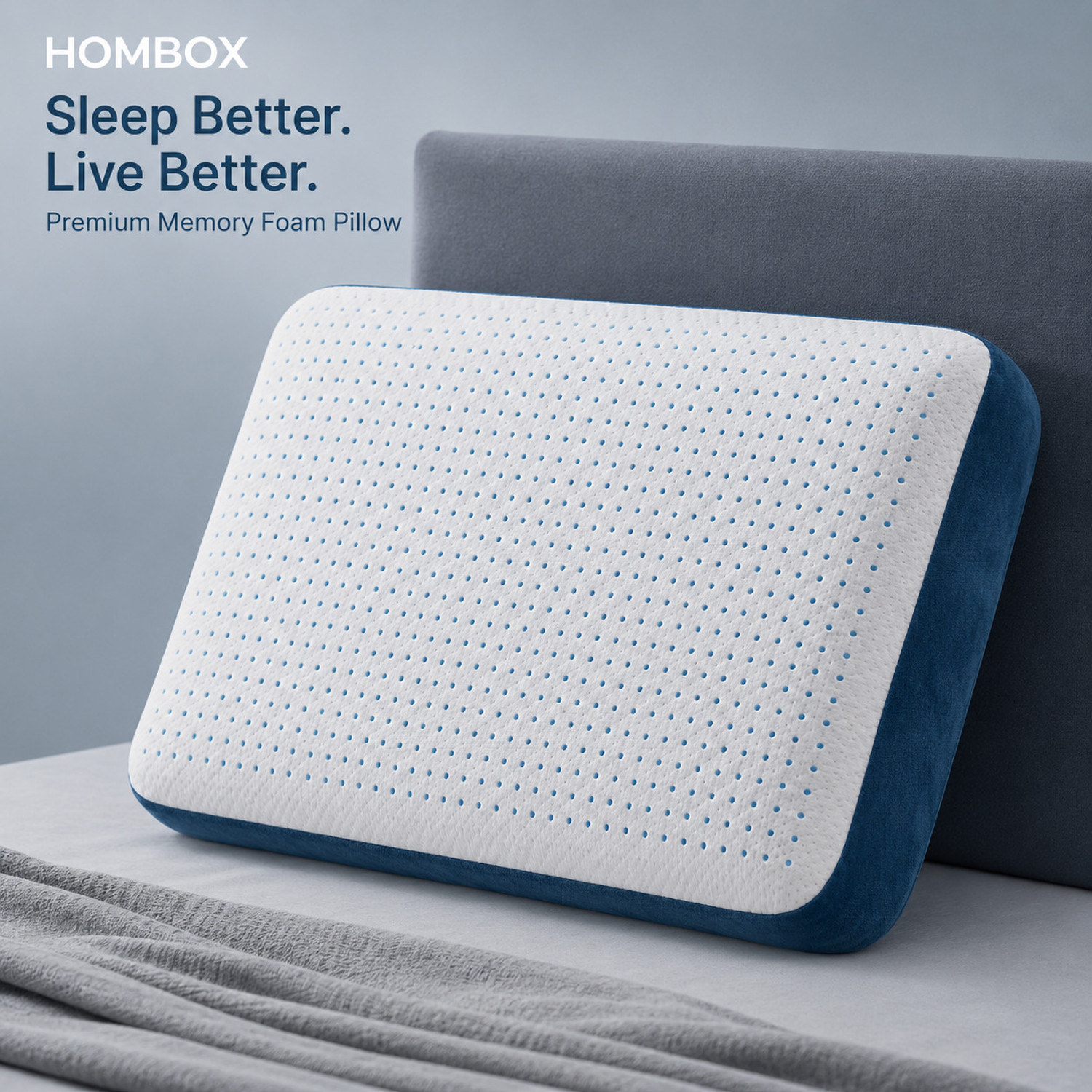 Image of HOMBOX Memory Foam Orthopaedic Pillow Pack of 1 Solid Cool Gel Memory Foam Luxury Pillow (King Size)