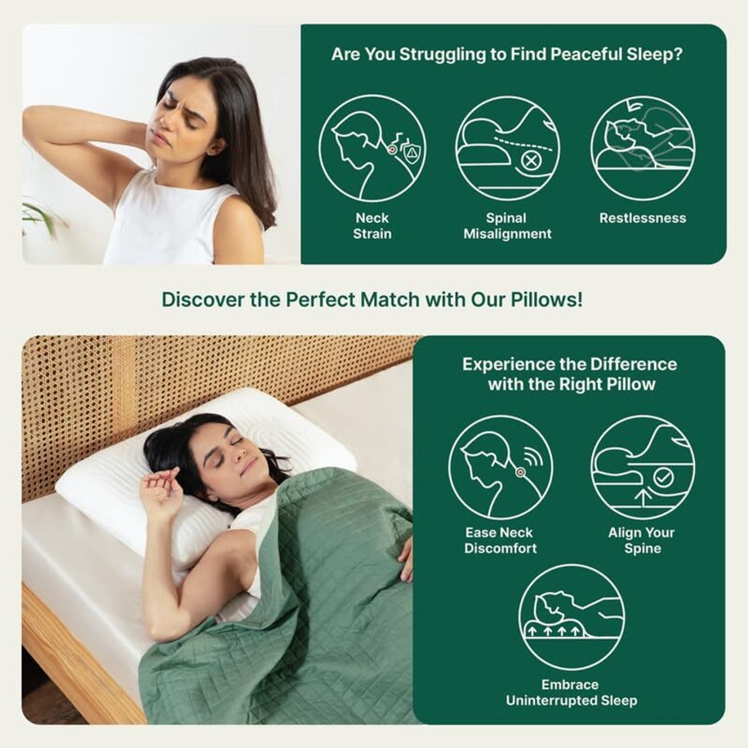 Image of The White Willow Memory Foam Sleeping Pillow Pack of 2 Solid Regular Medium Firm Orthopaedic