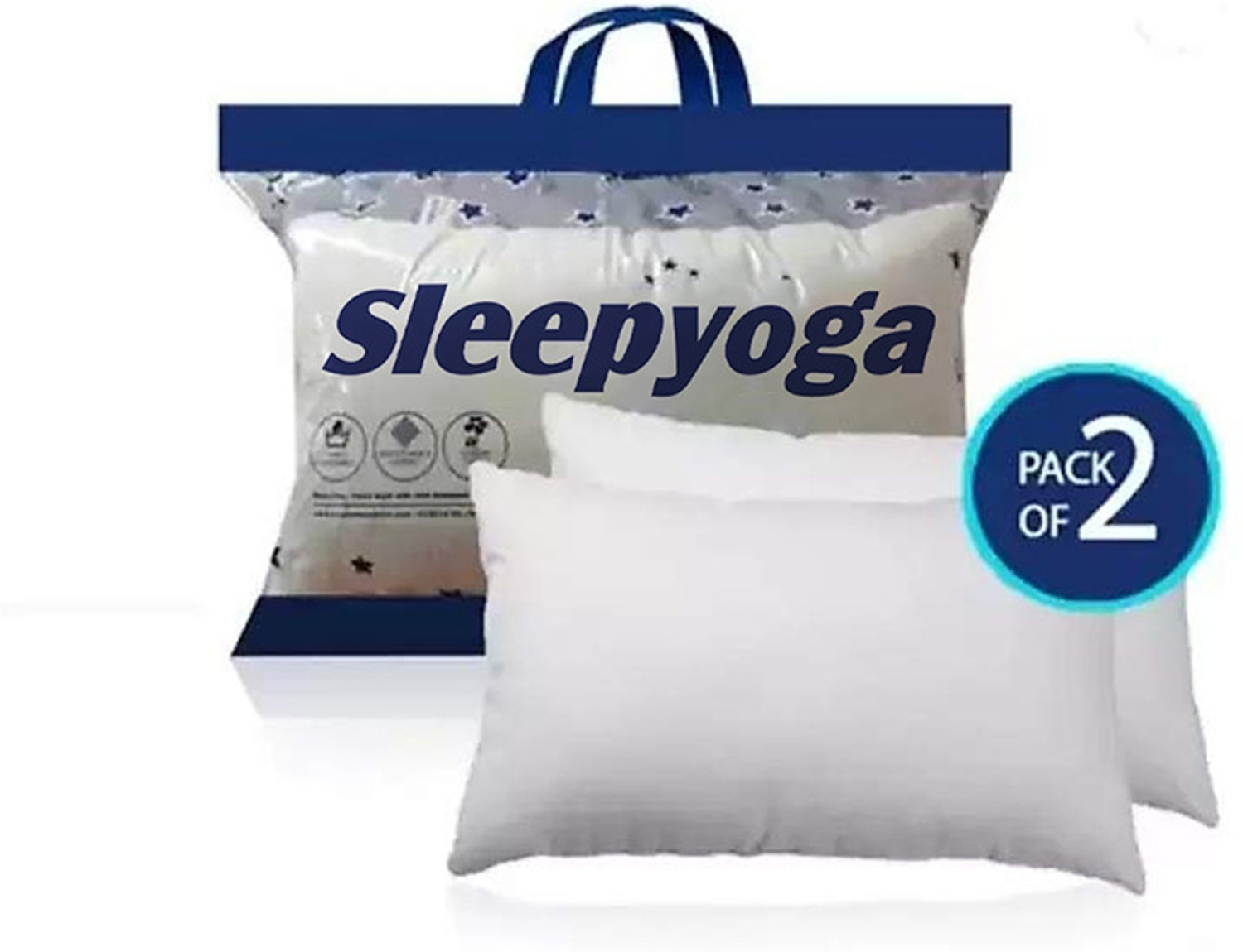 Image of Sleep Yoga Polyester Fibre Sleeping Pillow Pack of 2 Solid Fiber Lite Pillow | Medium Soft | Micro-Peach Fabric | Luxurious Feel