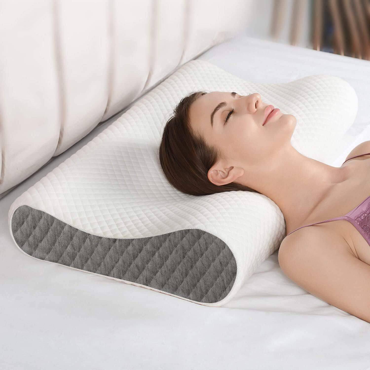 ASHLAS Memory Foam Sleeping Pillow Pack of 1 Solid Memory Foam Pillow, Contour Orthopedic Memory Foam Pillows Supports Neck Pain