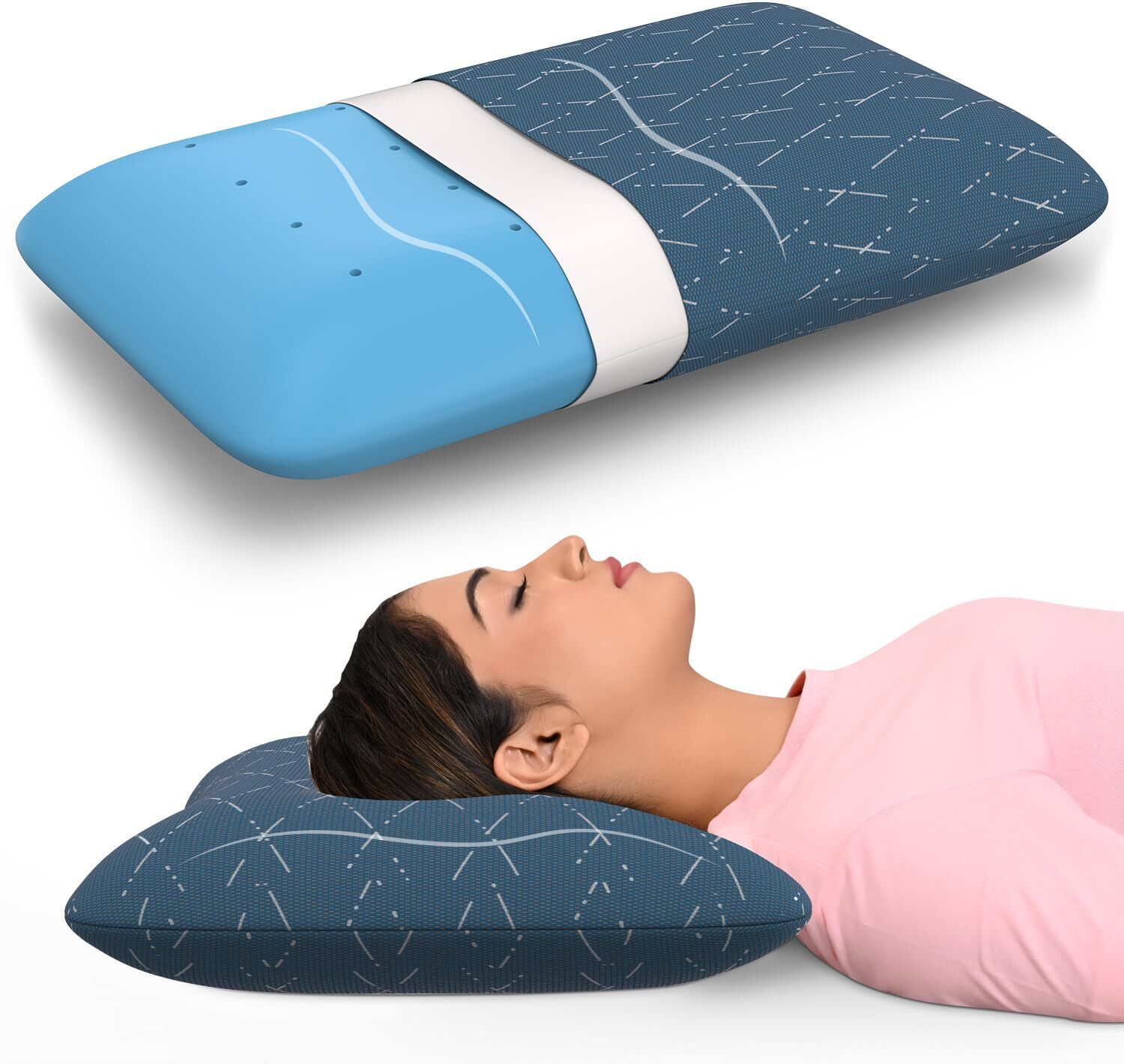 Image of MY ARMOR Memory Foam Orthopaedic Pillow Pack of 1 Solid Ergonomic Memory Foam Pillow for Neck Pain Relief & Back Support, Zipper Cover,