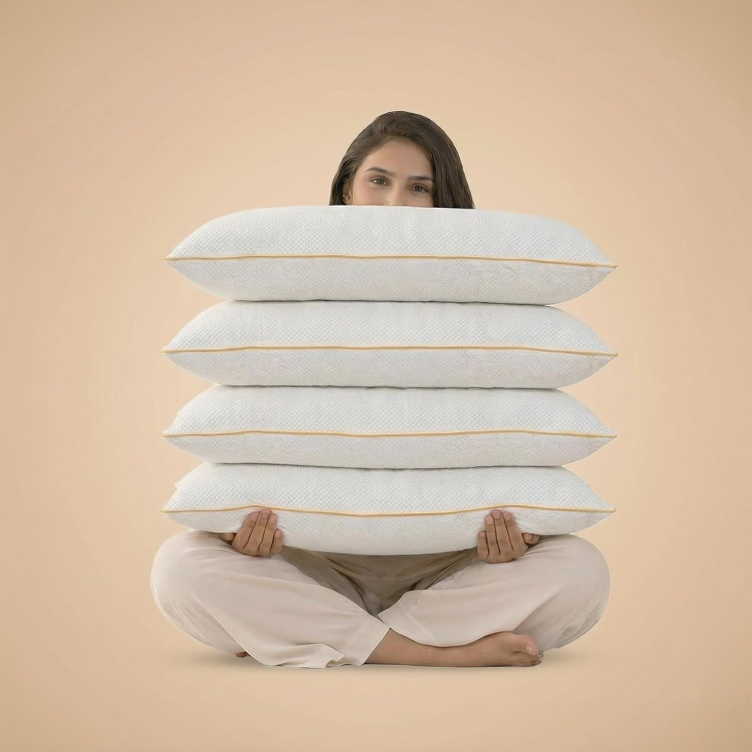 Image of SleepyCat Memory Foam Orthopaedic Pillow Pack of 4 Solid Contour Bamboo Fabric