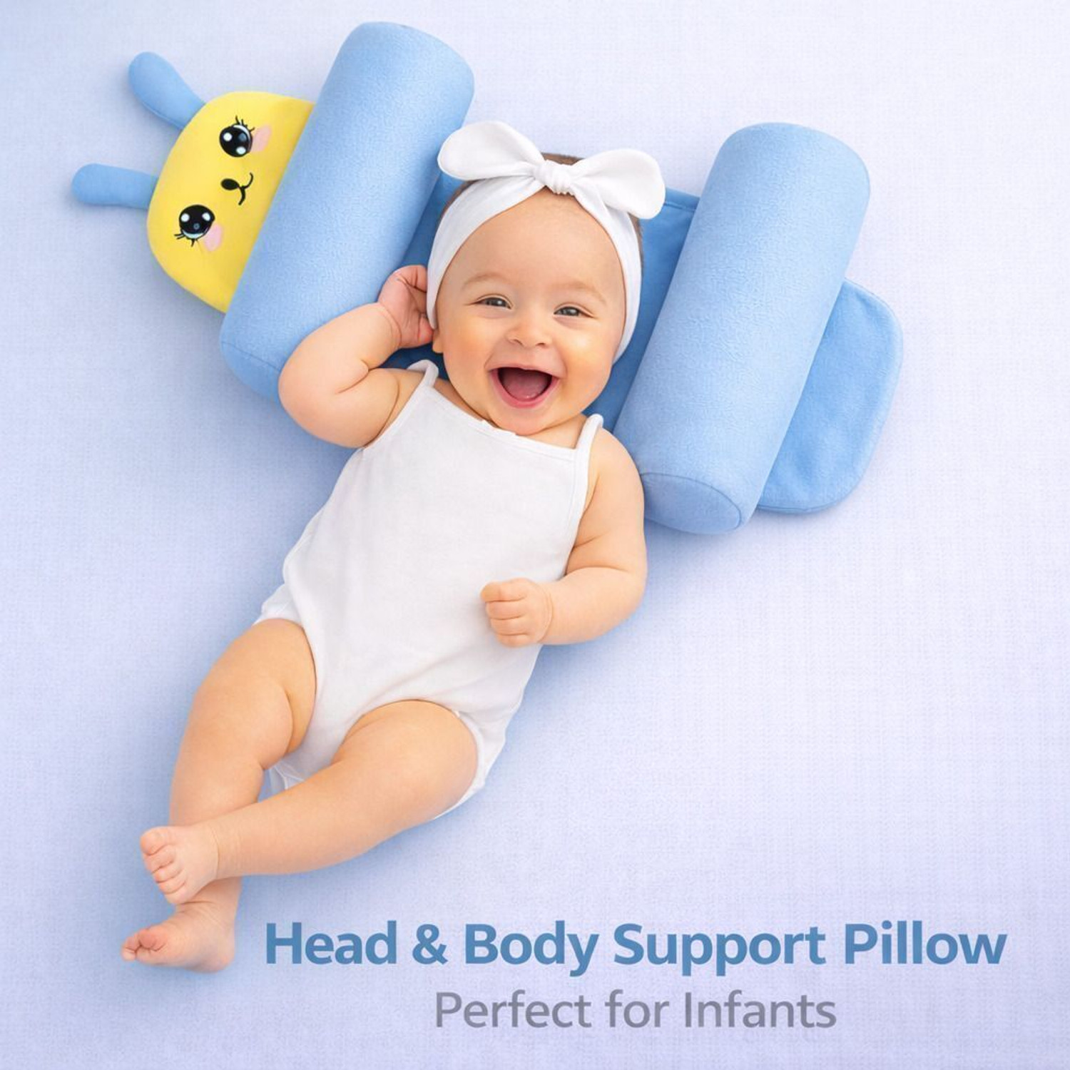 Image of GRIP GOLD Polyester Fibre Baby Pillow Pack of 1 Animals Baby Neck Pillow