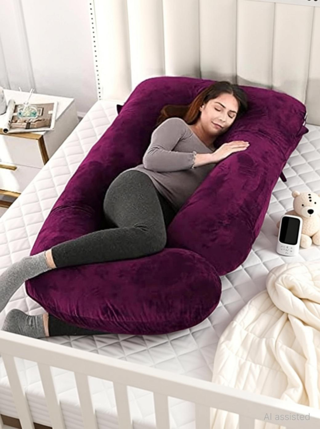 Image of JOXMAN Polyester Fibre Pregnancy Pillow Pack of 1 Solid pillow