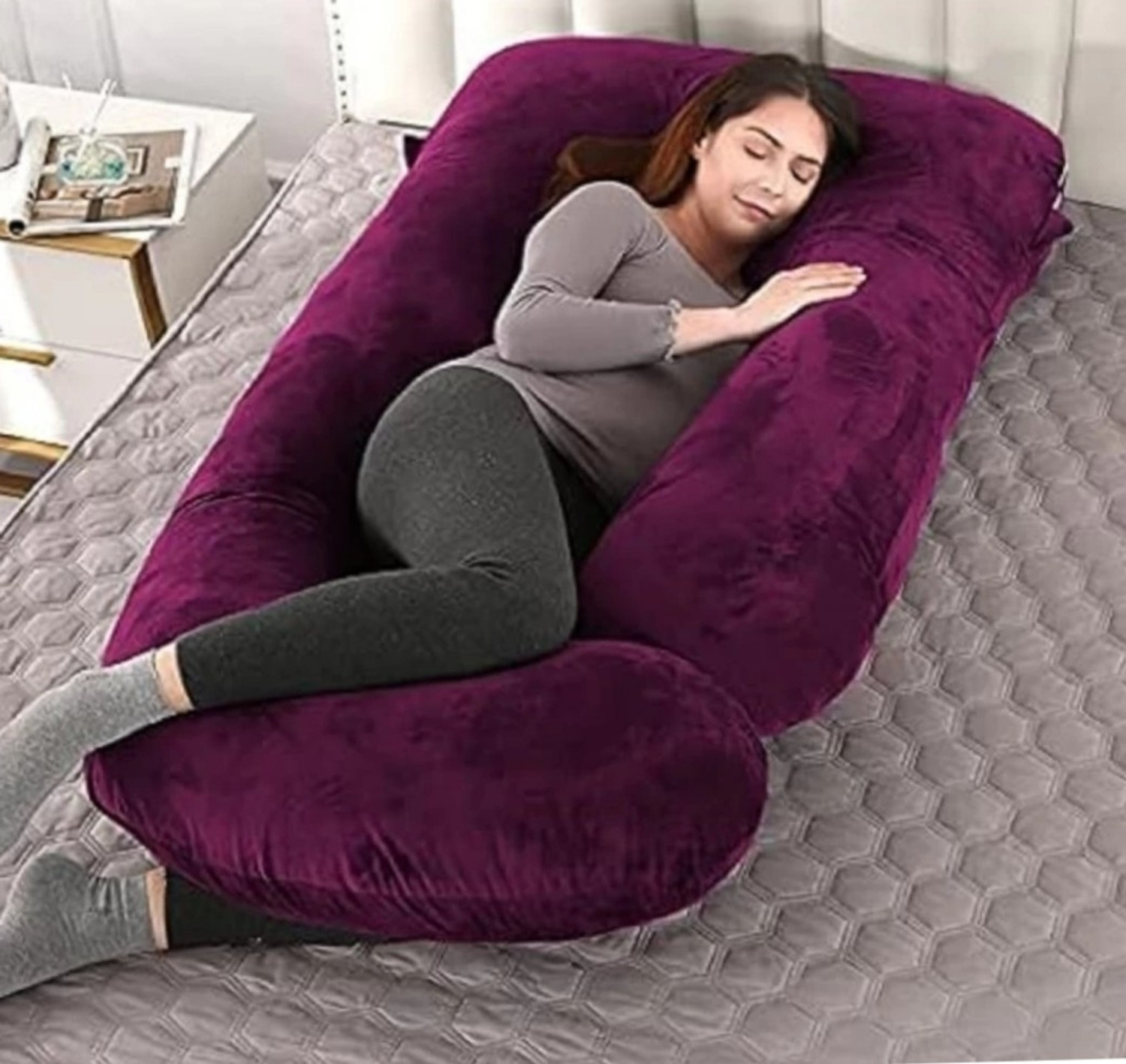 Image of JOXMAN Polyester Fibre Pregnancy Pillow Pack of 1 Solid pillow