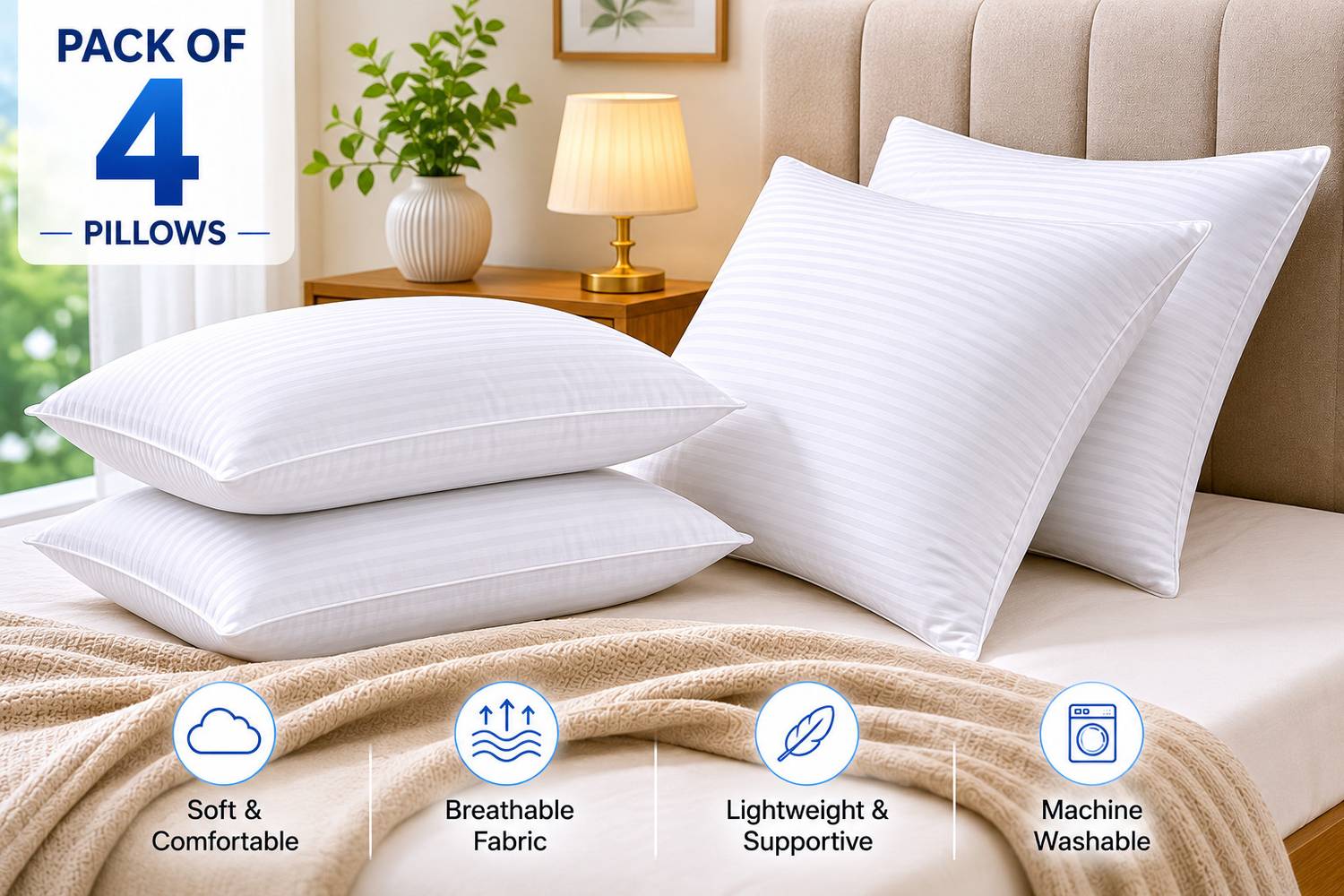 takiyawala Microfibre Sleeping Pillow Pack of 4 - Image 2