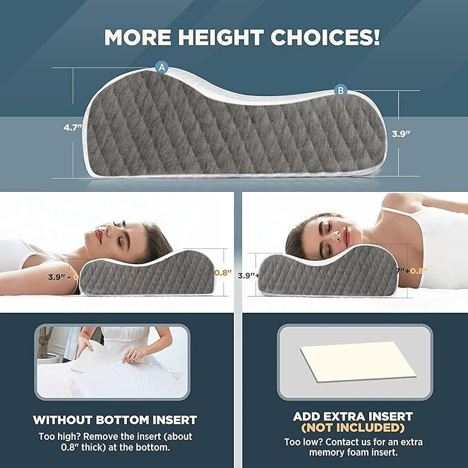 Image of Mashur fab Memory Foam Orthopaedic Pillow Pack of 3 Solid
