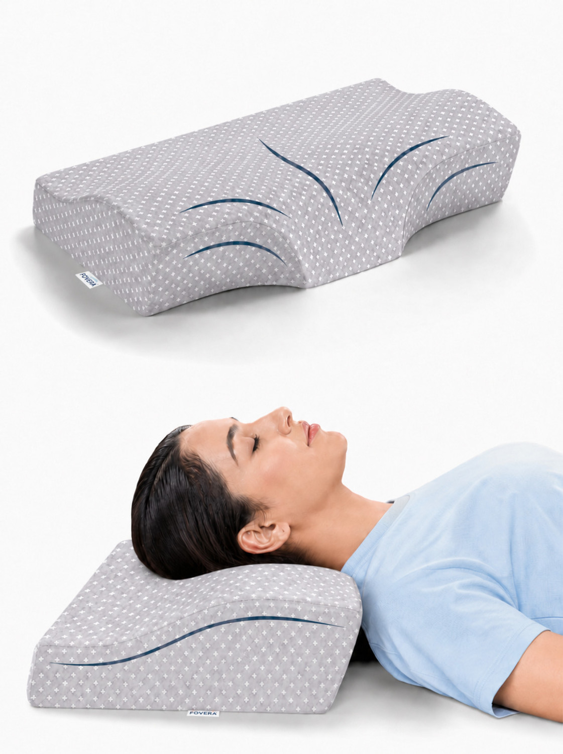 Image of FOVERA Memory Foam Cervical Pack of 1 Solid Cervical Pillow for Neck & Shoulder Pain Relief