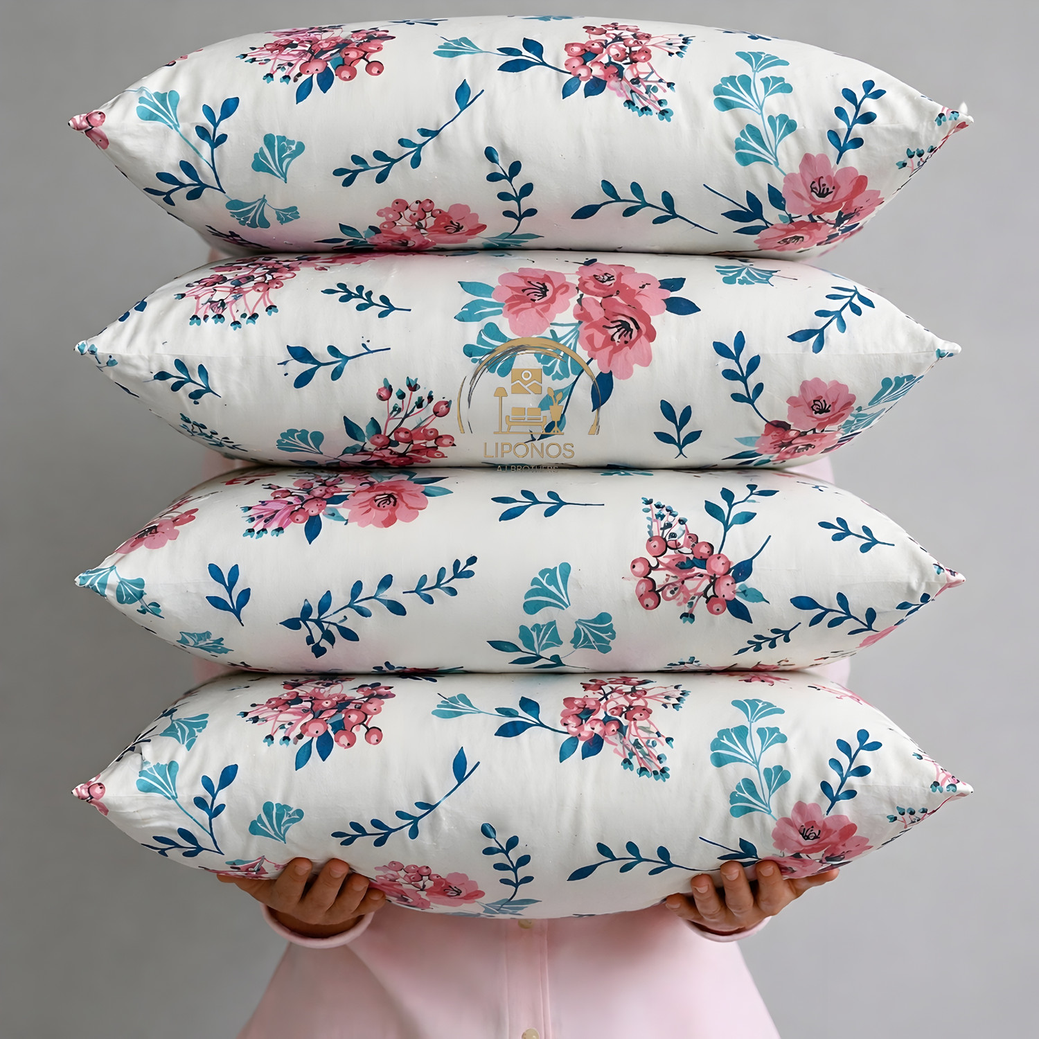 Image of LIPONOS Microfibre Sleeping Pillow Pack of 4 Floral Premium