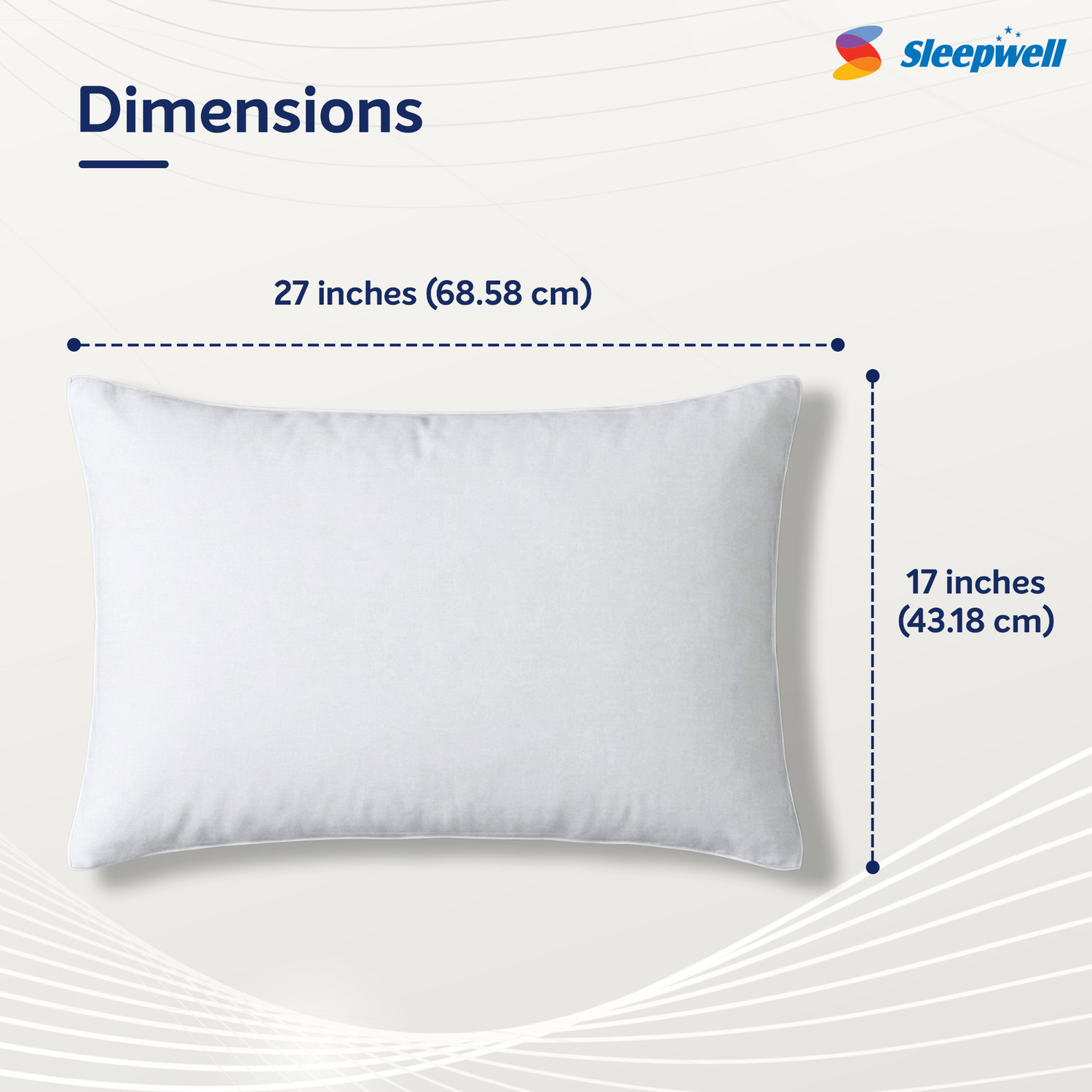 Image of Sleepwell Polyester Fibre Sleeping Pillow Pack of 2 Solid Umang, Neck Support, Hypoallergenic, Medium Soft, Lightweight, 27x17 Inch