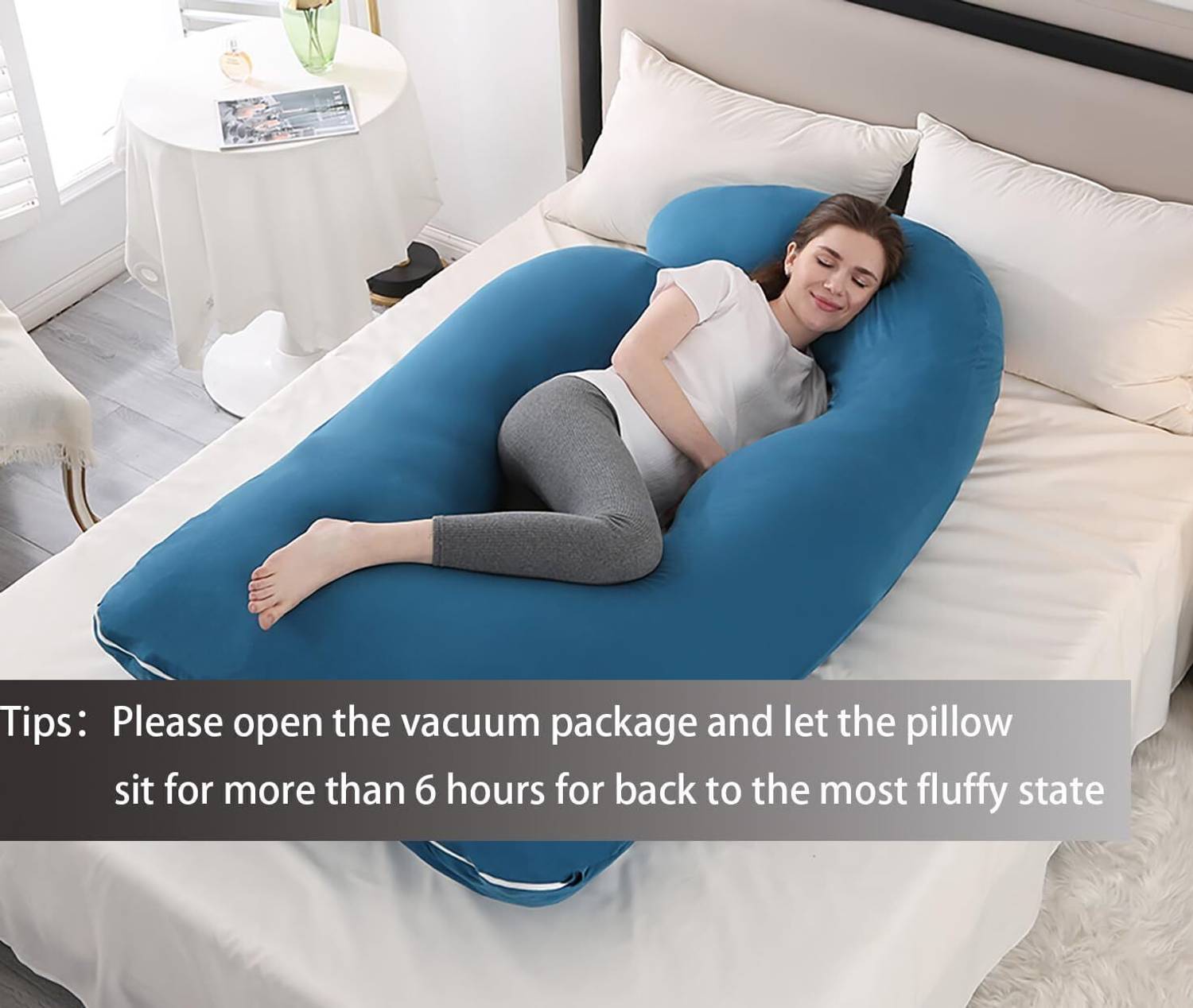 ag pro comfort Polyester Fibre Pregnancy Pillow Pack of 1 Solid Cotton J Shape pregnancy pillows for sleeping for pregnant women for good sleep