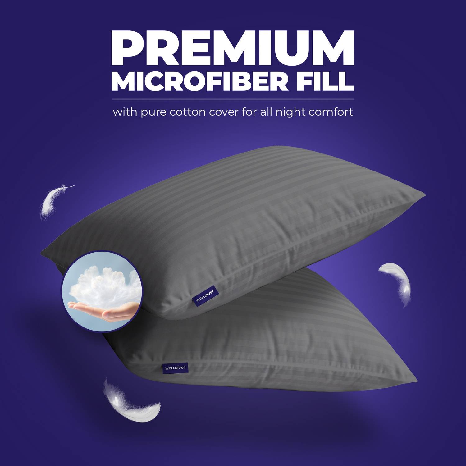 WELLGIVER Microfibre Pillow Pack of 2, 41x61 cm - Image 5