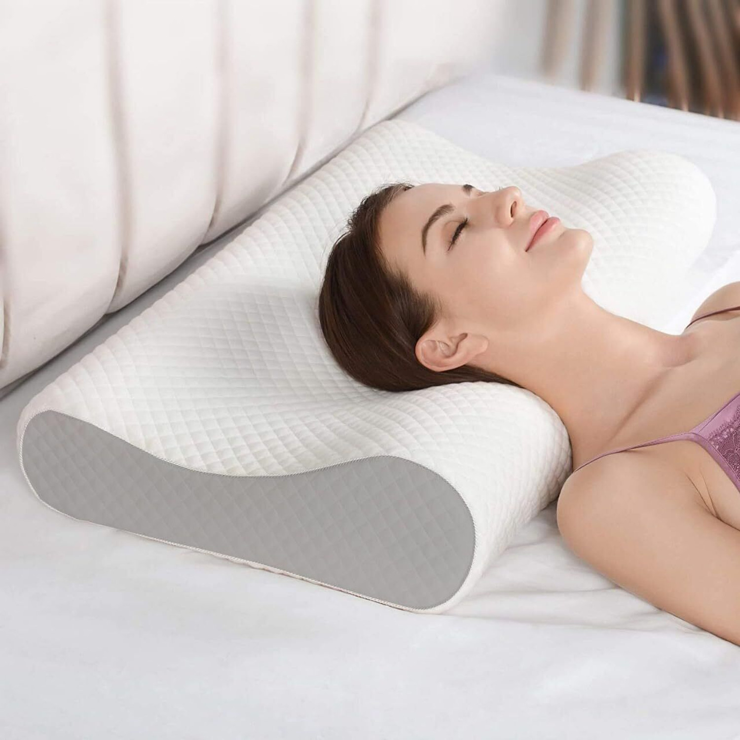 Image of GROKBASKET Memory Foam Orthopaedic Pillow Pack of 1 Solid Soft Memory Pillow