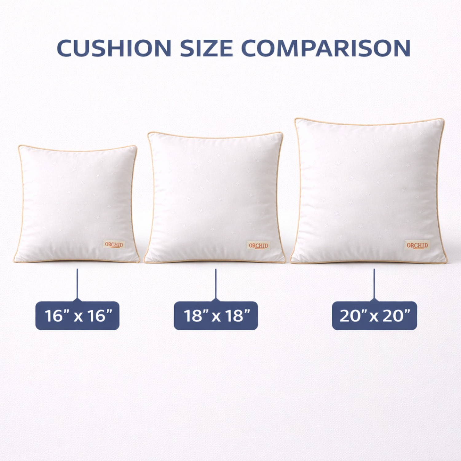 Image of Orchid Pillows Microfibre Cushion Pack of 2 Solid 16 x 16 (White)