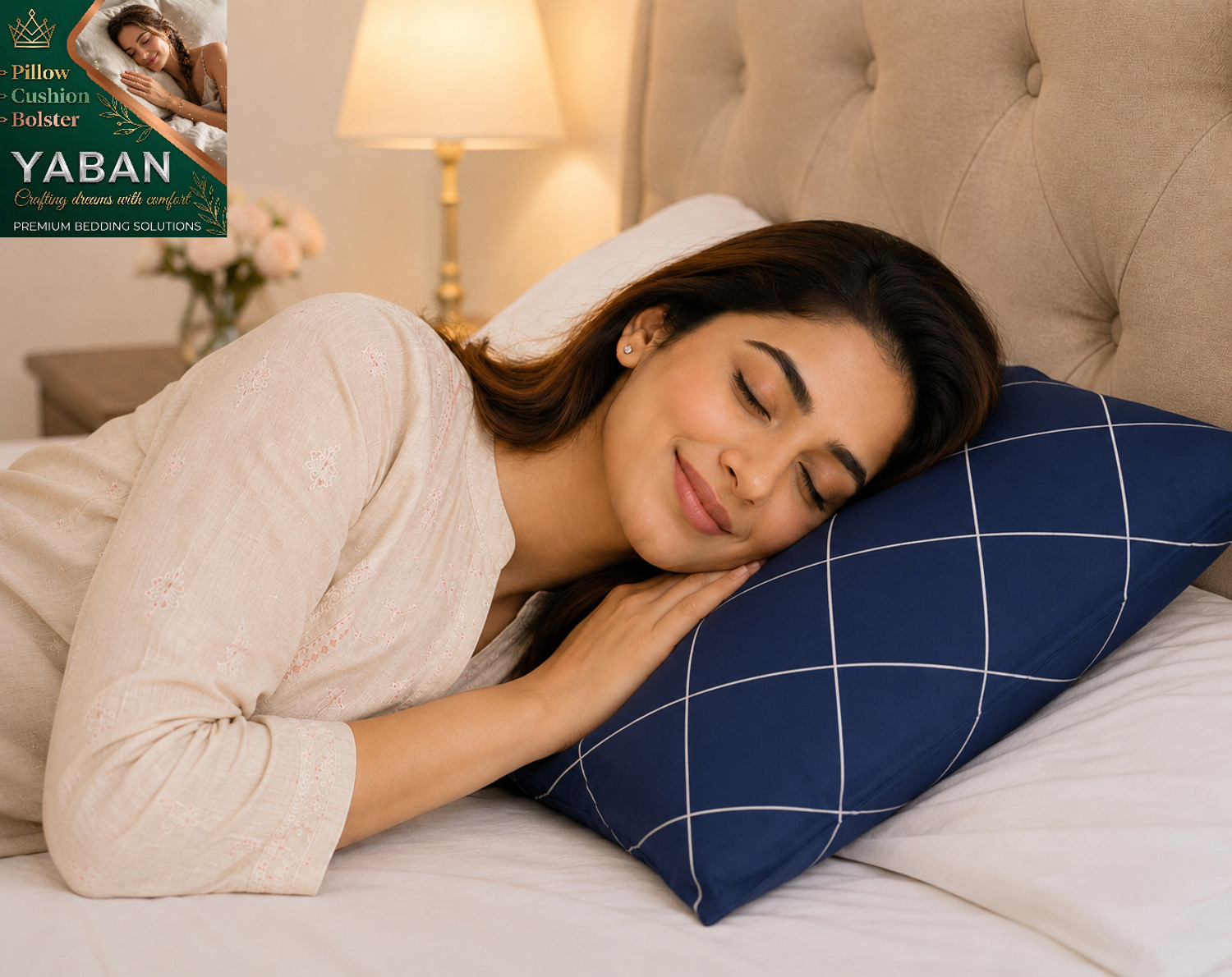 Image of YABAN Polyester Fibre Sleeping Pillow Pack of 4 Abstract Premium Pillow