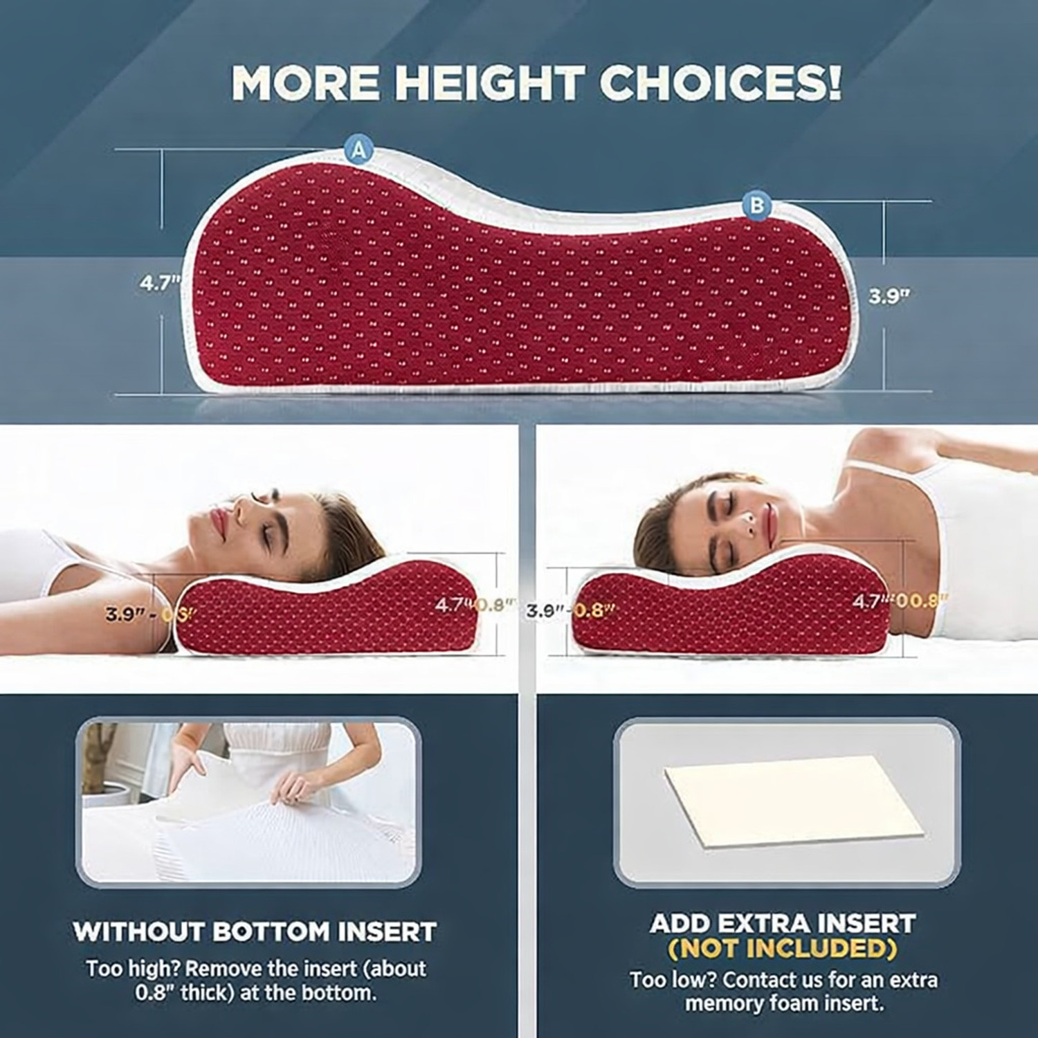 Image of araami Memory Foam Orthopaedic Pillow Pack of 1 Solid Ortho-Comfort Cervical Contour