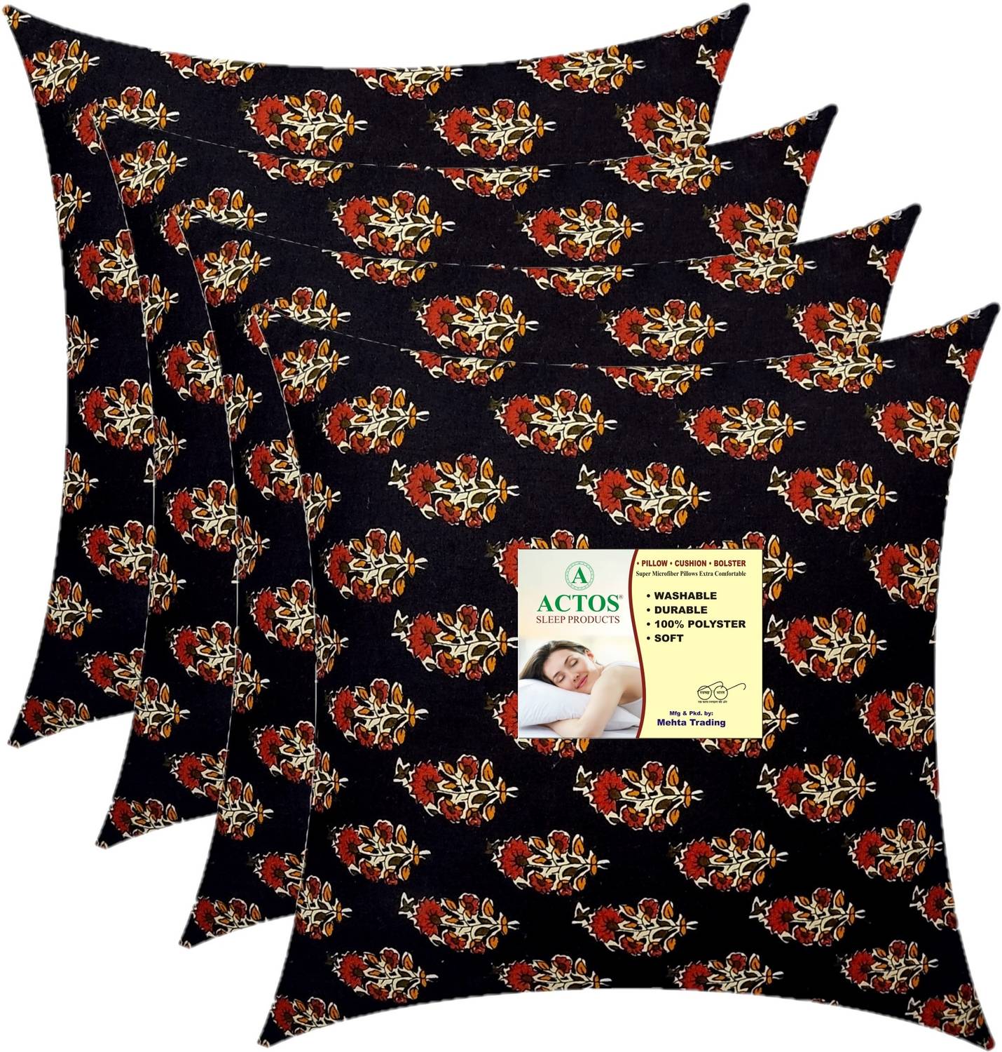 ACTOS Microfibre Cushion Pack of 4 Floral