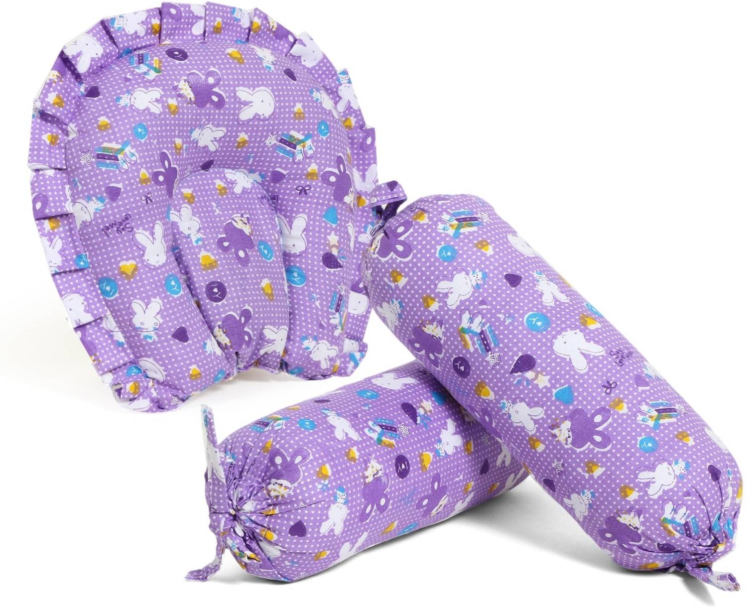 AgroCulture Mustard Seeds, Cotton Baby Pillow Pack of 3 Animals Baby Pillow Set With Bolsters