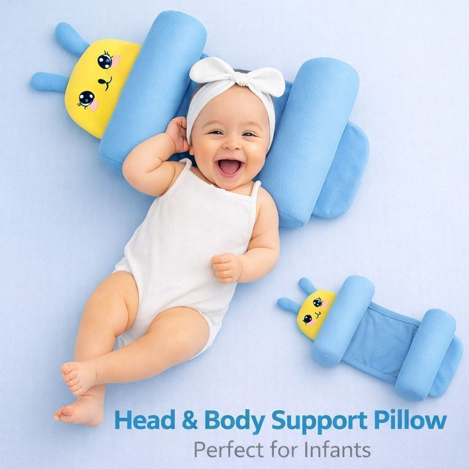 Image of GRIP GOLD Polyester Fibre Baby Pillow Pack of 1 Animals Baby Neck Pillow