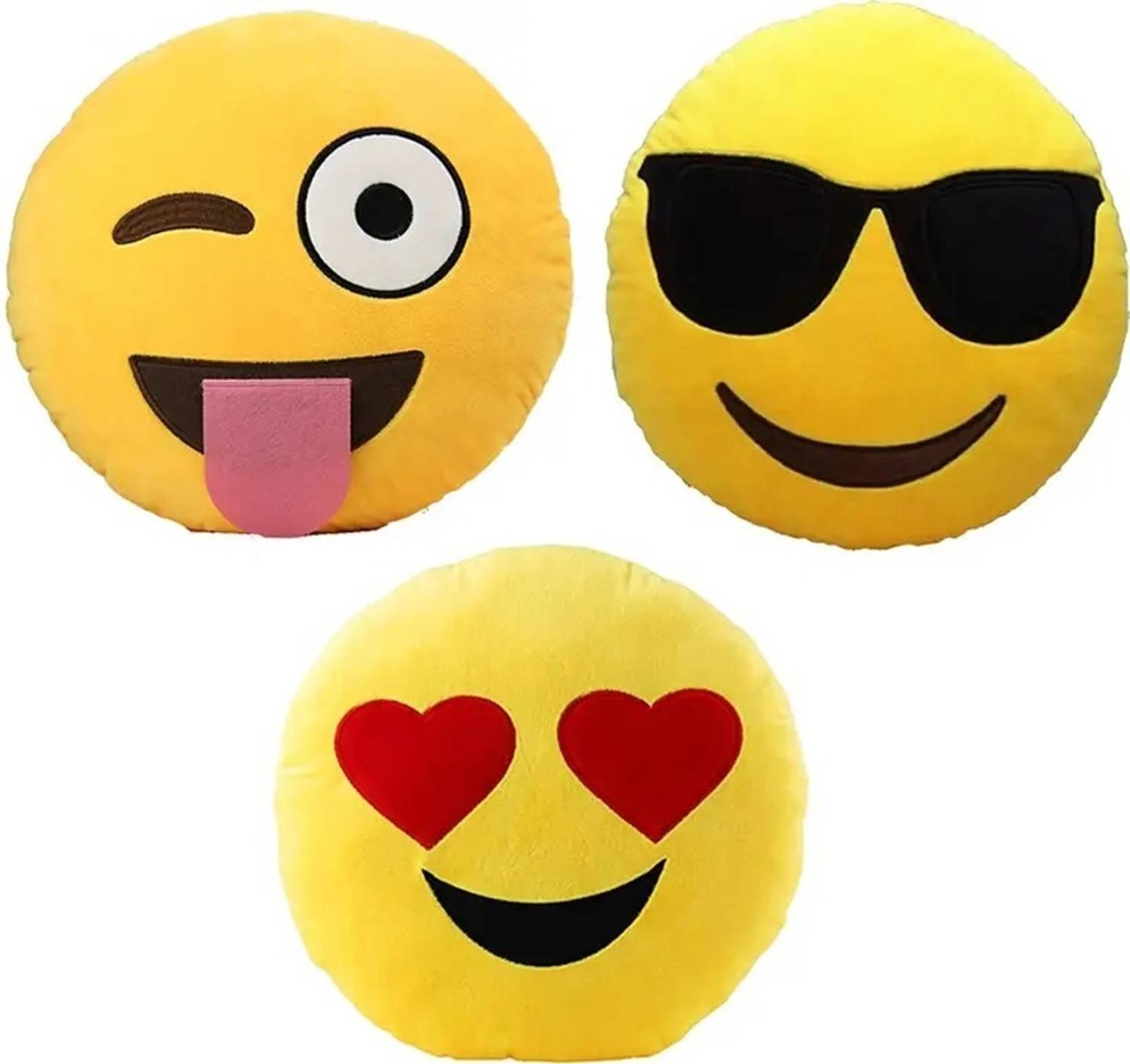 AARAVI TRADERS Microfibre Cushion Pack of 3 Smiley PACK OF 3 PILLOW 3