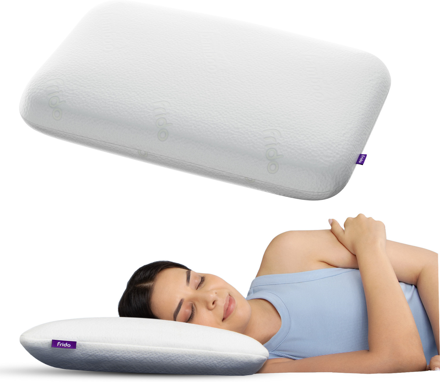Image of Frido Memory Foam Orthopaedic Pillow Pack of 1 Solid Ultimate Deep Sleep Pillow for Neck & Shoulder Pain Relief, King Size 4 Inch