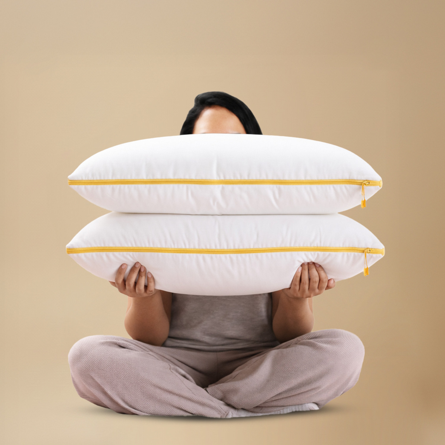 Image of SleepyCat Microfibre Sleeping Pillow Pack of 2 Solid Cloud