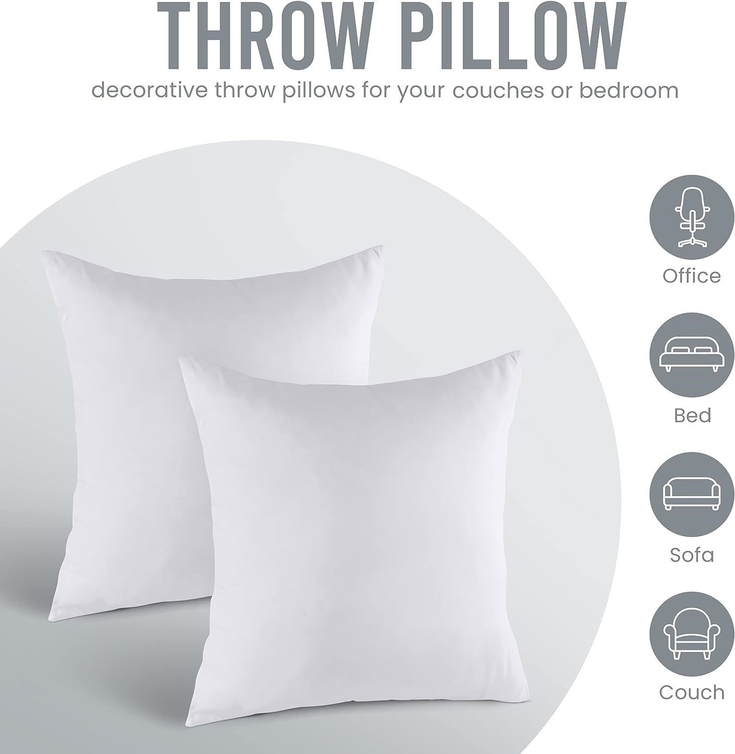 Image of VLYSIUM Polyester Fibre Cushion Pack of 6 Solid Big size 22x22 inch set of 6, square cushion for sofa pillow (55x55 cm Each)