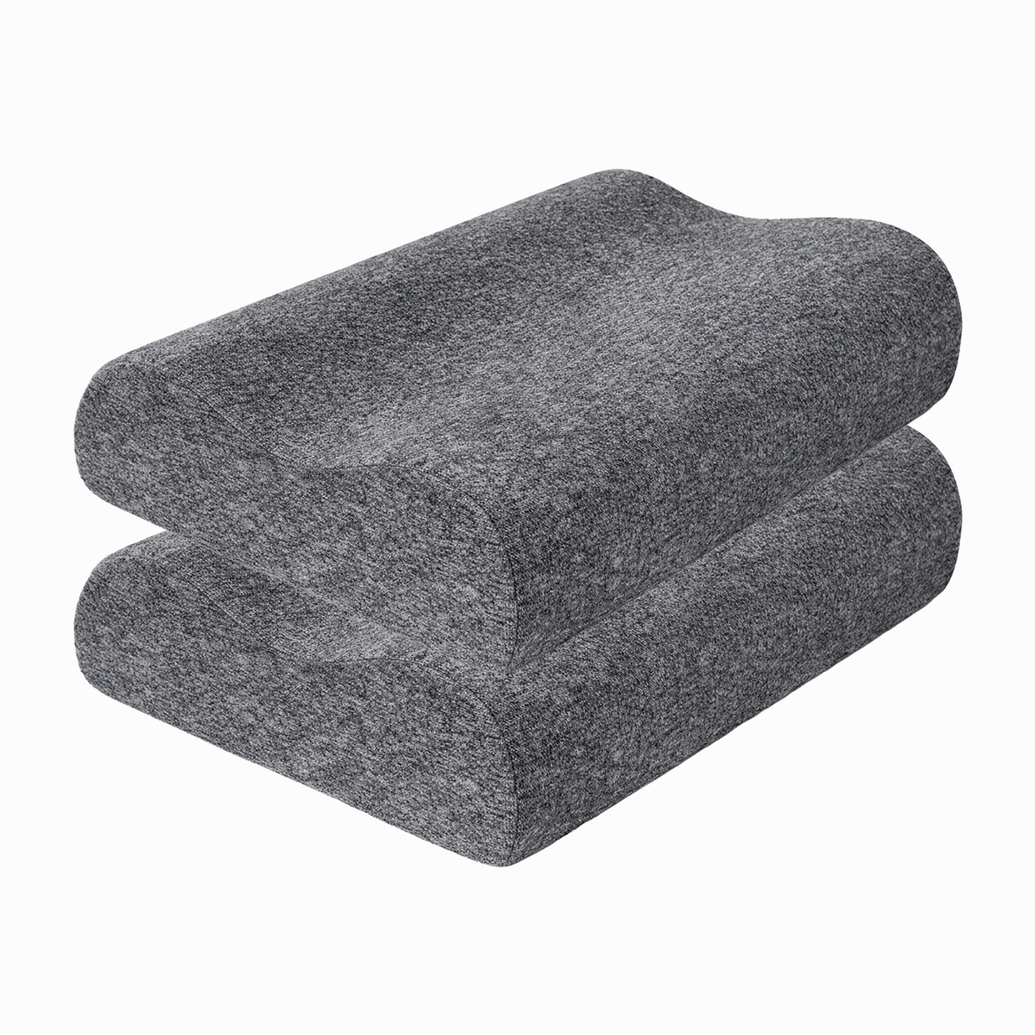 Image of WELLGIVER Memory Foam Cervical Pack of 2 Solid Cervical Contour Memory Foam Pillow, Stomached, Anti-Snoring, Side Sleepers