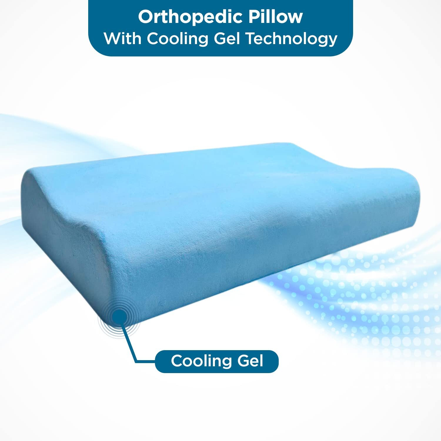 Image of Sleepsia Memory Foam Orthopaedic Pillow Pack of 4 Stripes Cervical Contour Memory Foam Pillow, Gel Pillow with Washable Cover