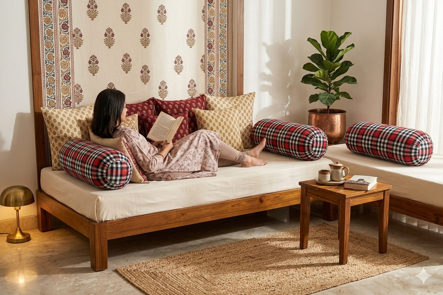 Image of TIRAZ Cotton Sleeping Pillow Pack of 2 Geometric