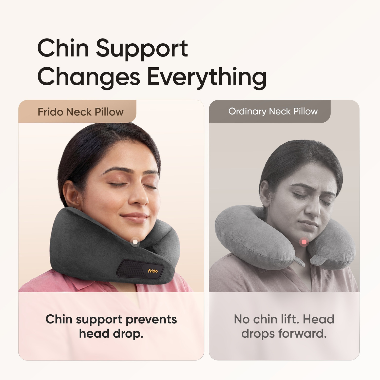 Image of Frido Memory Foam Travel Pillow Pack of 1 Solid Travel Neck Pillow, 100% Hi-Per Foam, Lightweight Neck Support for Flight Travel (Bluish Grey)