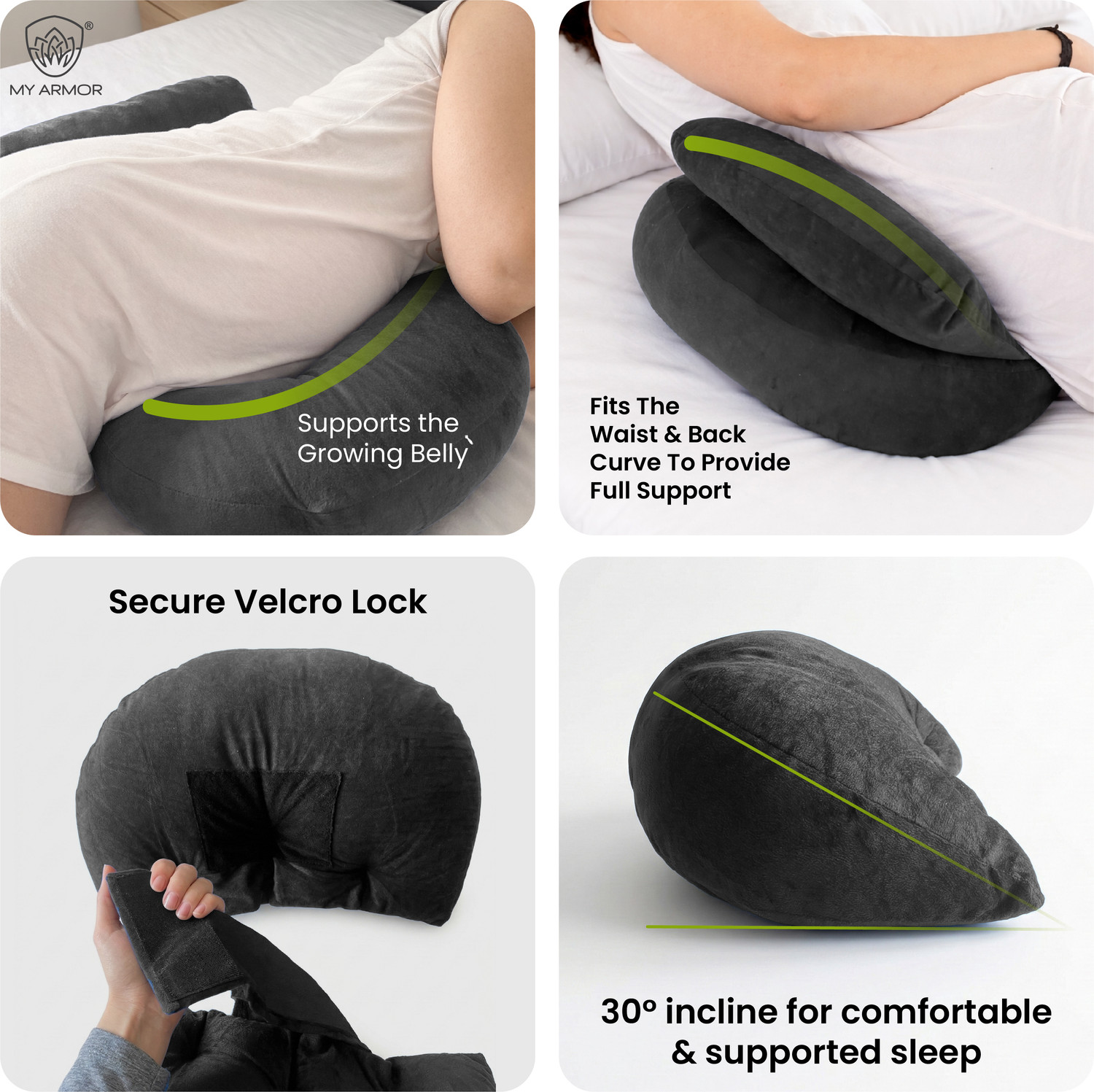 Image of MY ARMOR Microfibre Pregnancy Pillow Pack of 1 Solid Full Body Pregnancy Pillow for Back, Belly, Hips and Leg Support, Maternity Set
