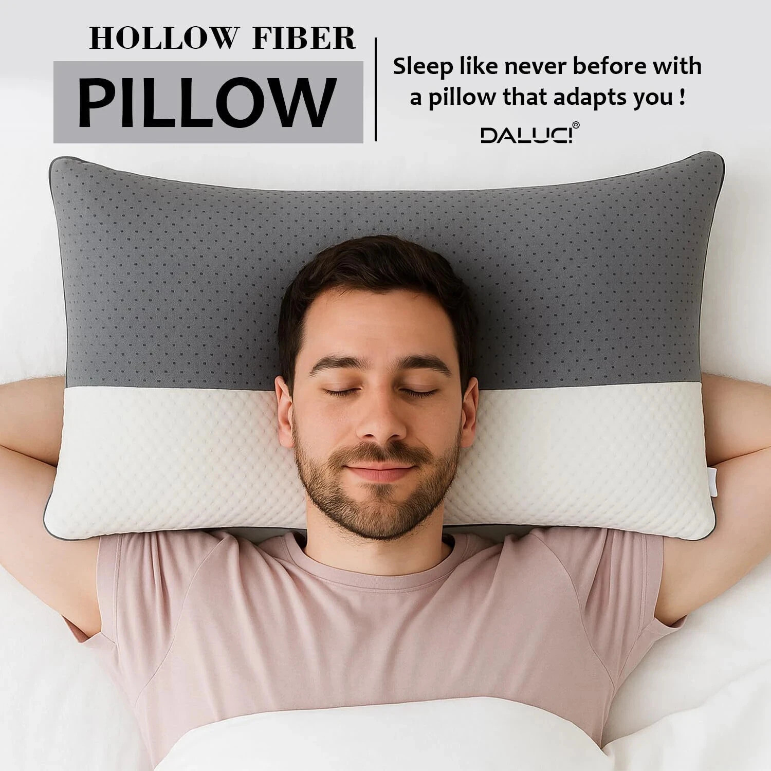 Image of DALUCI Microfibre Sleeping Pillow Pack of 2 Solid Comfort & Soft Microfiber Sleeping Pillow - Ultra Soft Bed Pillow for Sleeping