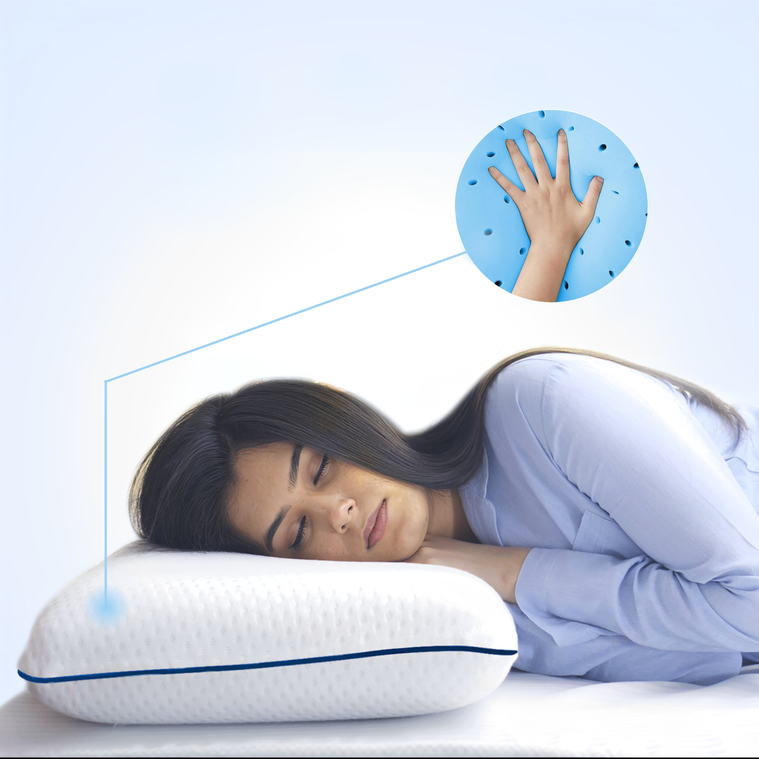Image of Sleepsia Memory Foam Sleeping Pillow Pack of 1 Solid Ventilated Cooling Gel Orthopedic Bed Pillow for Sleeping - Ergonomic Pillow