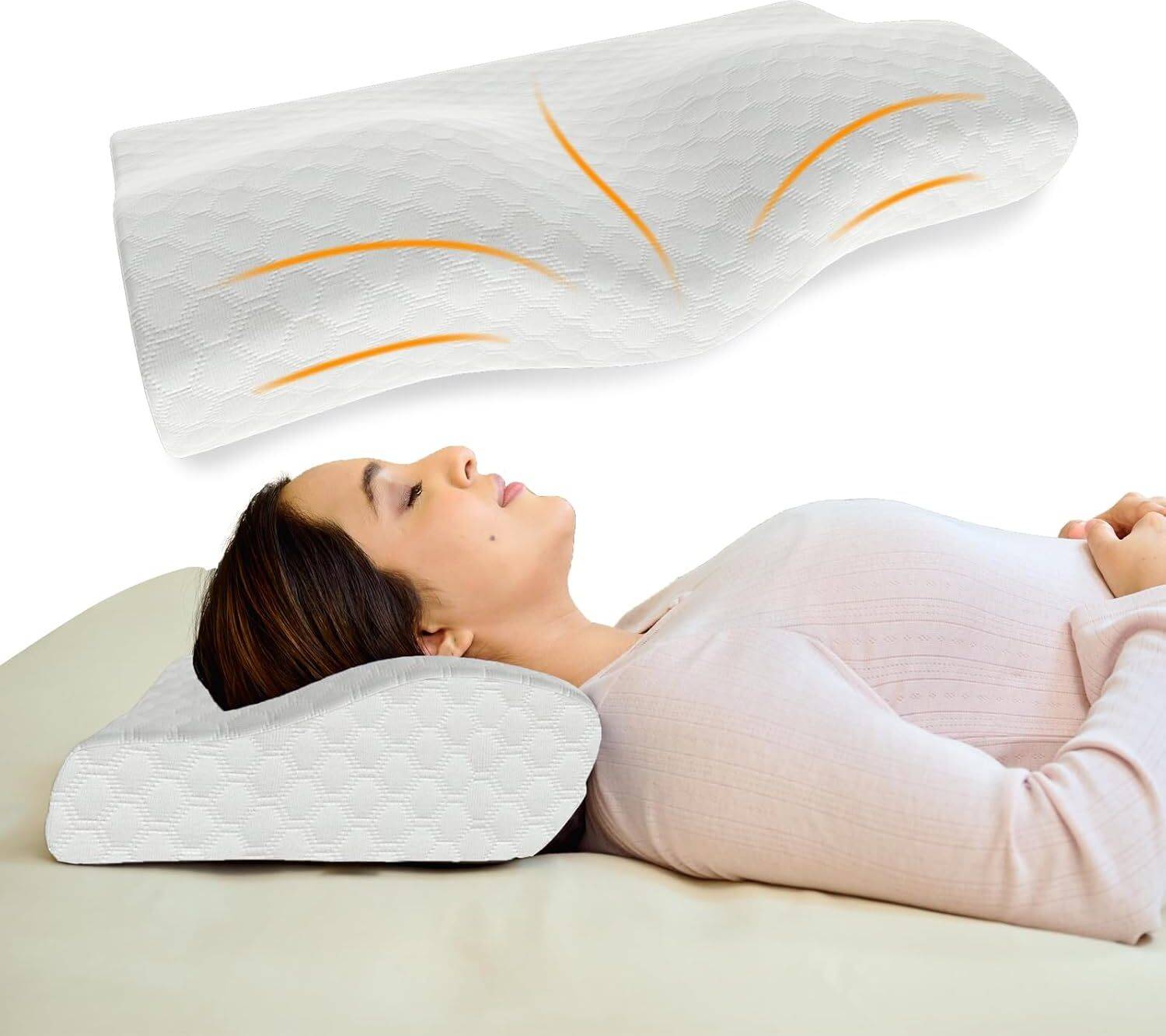 AD-RML Memory Foam Orthopaedic Pillow Pack of 1 Solid Cervical Contour Pillow for Neck & Shoulder Pain Relief, Back & Stomach Sleepers