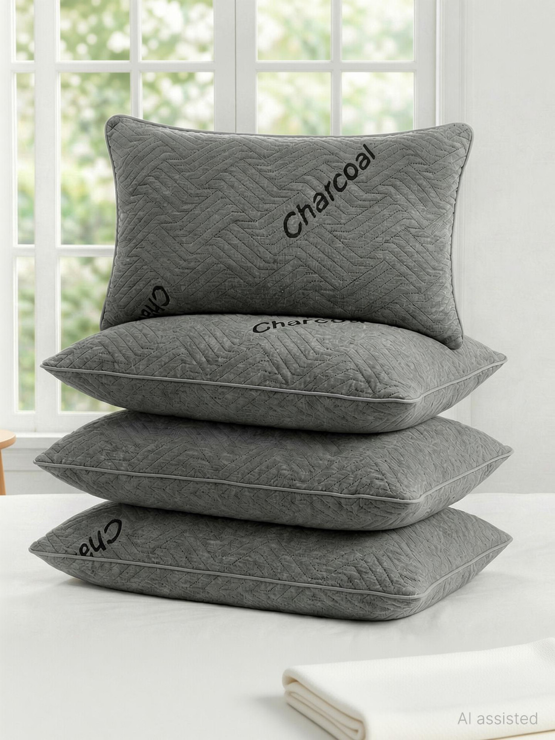 Image of AYKA Microfibre Sleeping Pillow Pack of 4 Solid Soft Microfiber Pillow for Sleeping